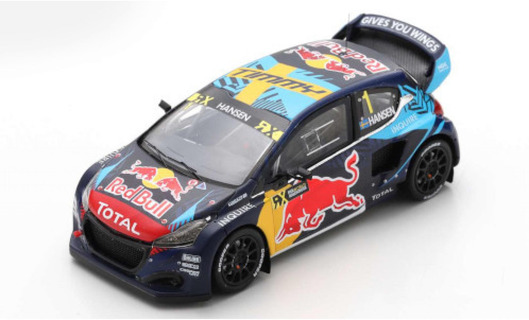 Peugeot 208 1/43 Spark WRX No.1 Team Hansen Red Bull Rallye-Cross WM Spanien 2020 T.Hansen modellino in miniatura