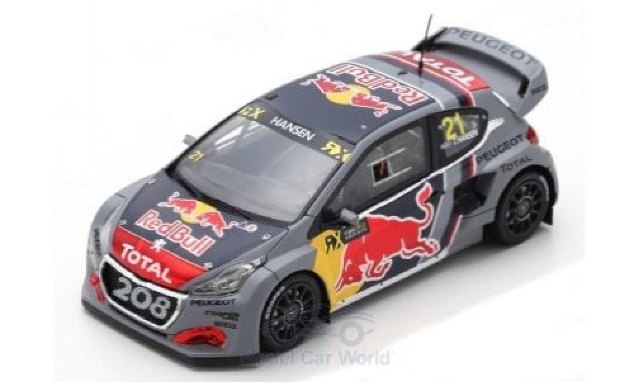 Peugeot 208 1/43 Spark WRX No.21 Team Total Red Bull World RX Belgien 2018 T.Hansen modellino in miniatura