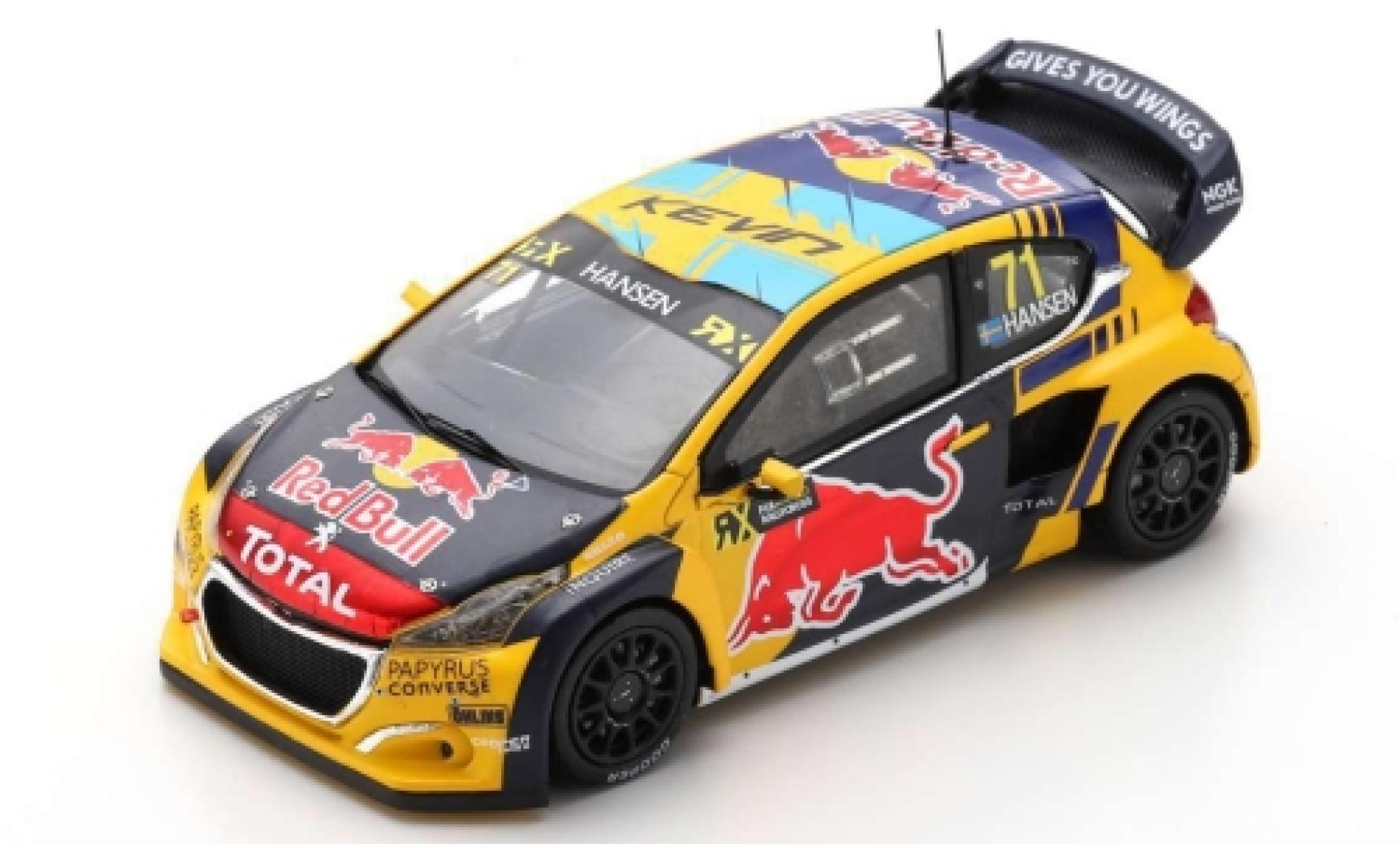 Peugeot 208 1/43 Spark WRX No.71 Red Bull -Total World RX Vereinigte Arabische Emirate 2019 K.Hansen modellino in miniatura