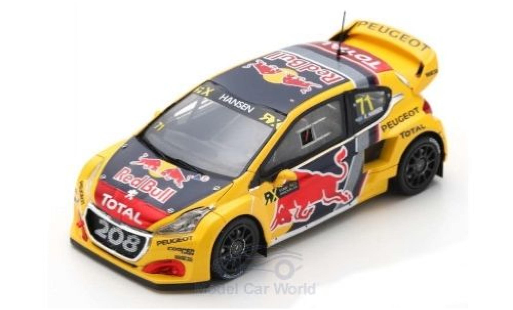 Peugeot 208 1/43 Spark WRX No.71 Team Total Red Bull World RX Großbritannien 2018 K.Hansen modellino in miniatura