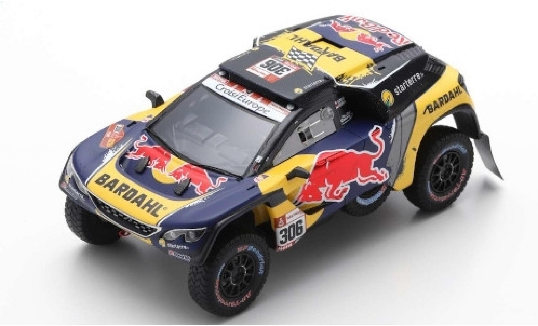 Peugeot 3008 1/43 Spark DKR No.306 PH-Sport Red Bull Rallye Dakar 2019 S.Loeb/D.Elena modellino in miniatura