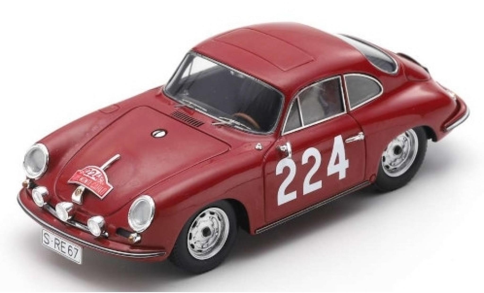 Porsche 356 1/43 Spark B T6 Carrera 2 No.224 Rally Monte Carlo 1964 G.Klass/H.Wencher modellino in miniatura