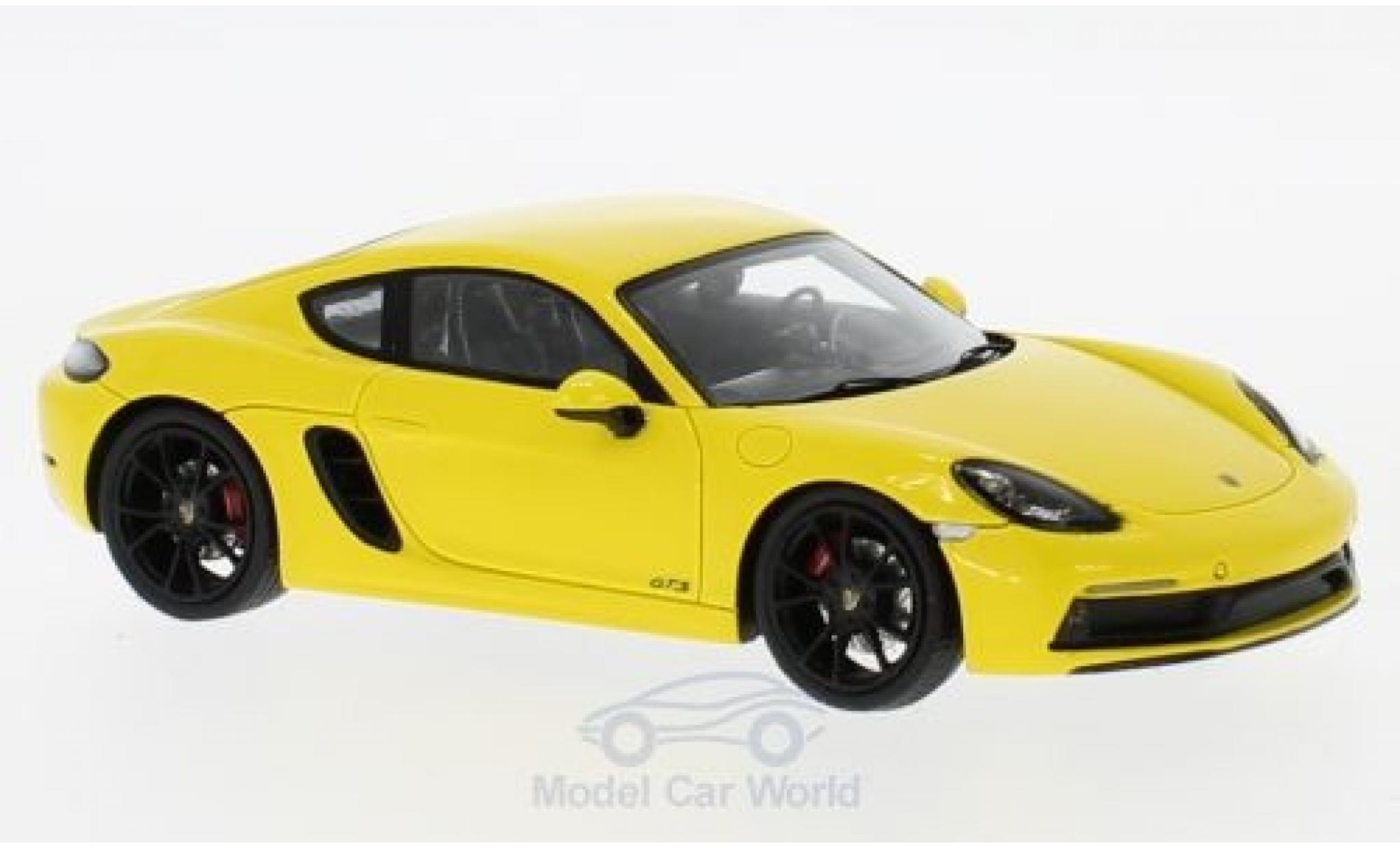 Porsche Cayman 1/43 Spark 718 GTS giallo 2018 modellino in miniatura
