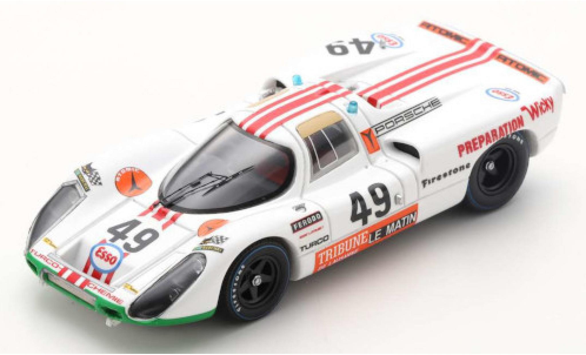 Porsche 907 1/43 Spark RHD No.49 24h Le Mans 1971 W.Brun/P.Mattli modellino in miniatura