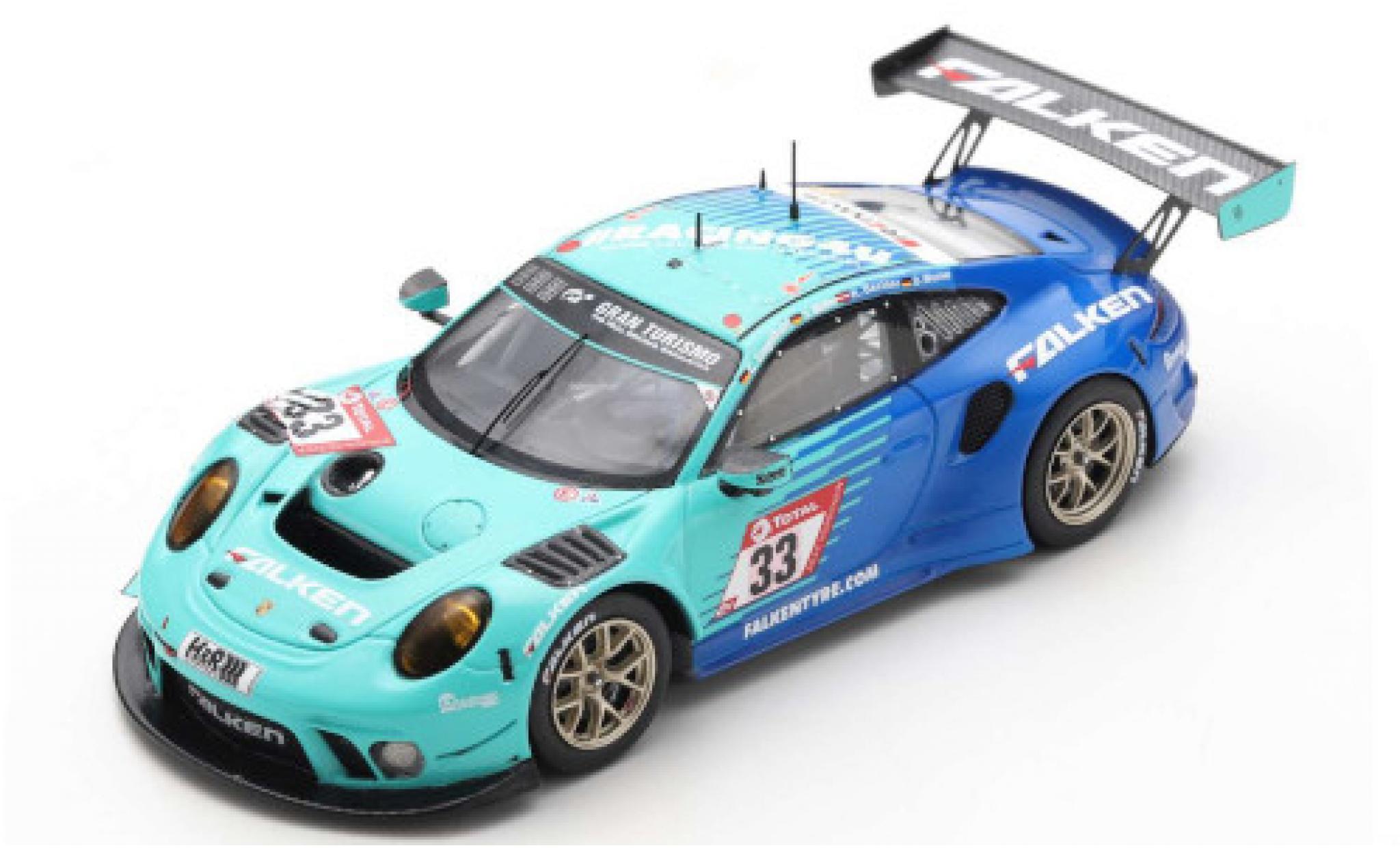 Porsche 992 GT3 R 1/43 Spark 911 (991) GT3 R No.33 Falken Motorsports Falken 24h Nürburgring 2020 K.Bachler/S.Müller/C.Engelhart/D.Werner modellino in miniatura