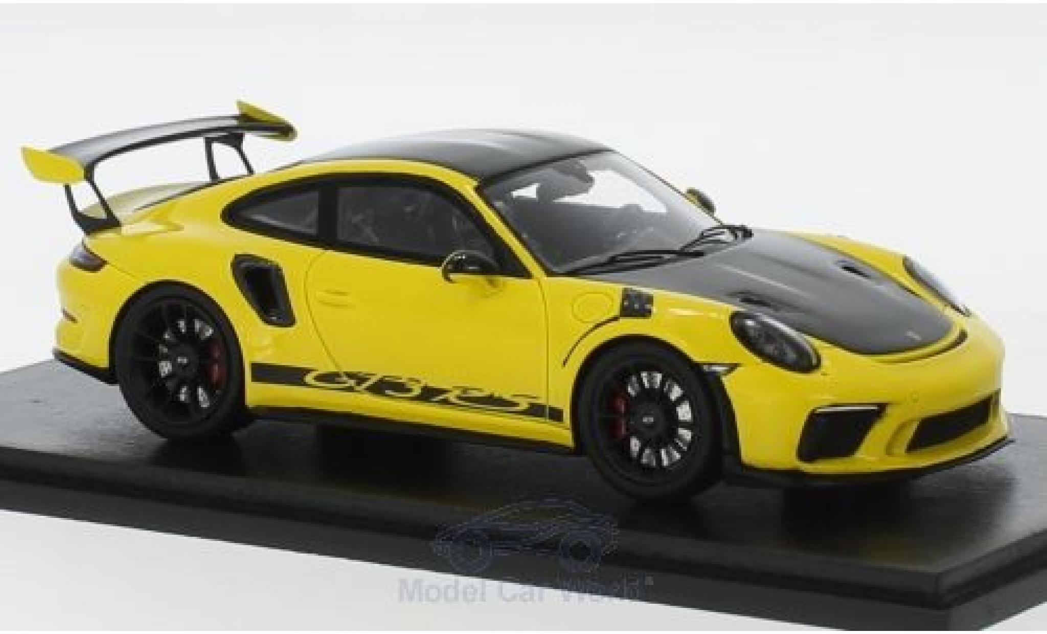 Porsche 991 GT3 RS 1/43 Spark 911 ( II) GT3 RS giallo/nero 2018 Weissach Package modellino in miniatura