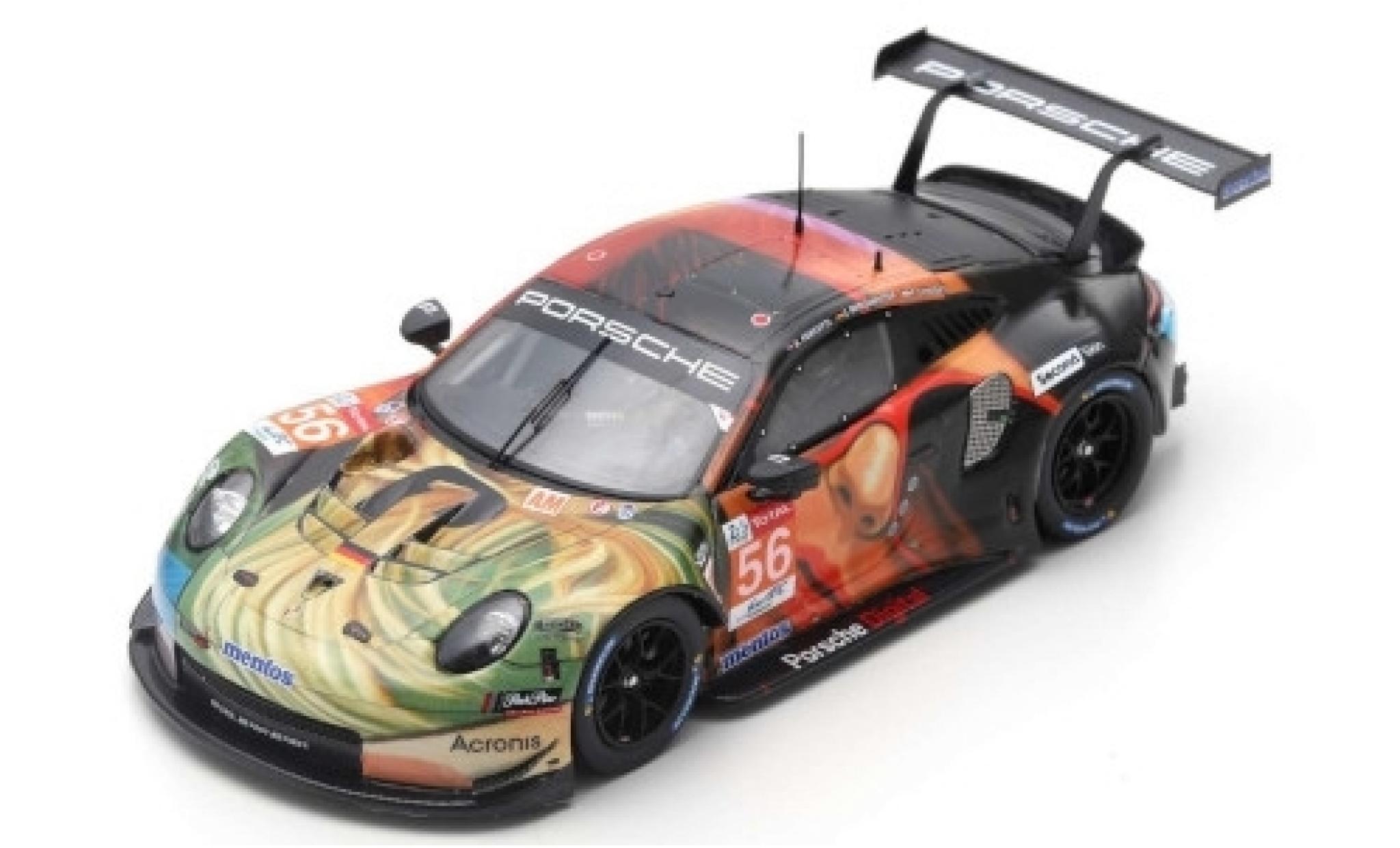 Porsche 992 RSR 1/87 Spark 911 (991) RSR No.56 Team Project 1 LMGTE AM 24h Le Mans 2019 J.Bergmeister/P. Lindsey/E.Perfetti modellino in miniatura