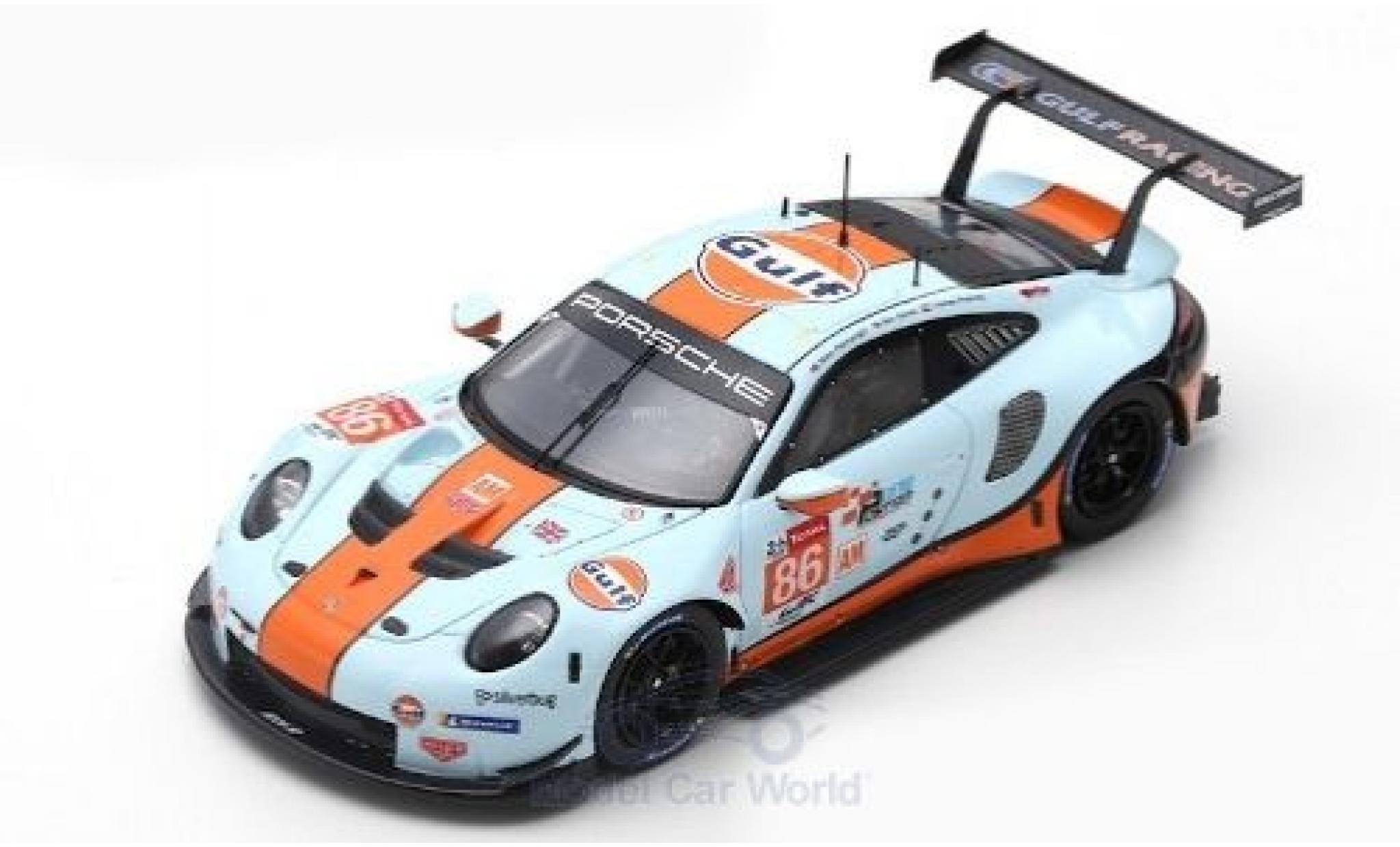 Porsche 992 RSR 1/43 Spark 911 (991) RSR No.86 Gulf Racing Gulf 24h Le Mans 2019 M.Wainwright/B.Barker/T.Preining modellino in miniatura