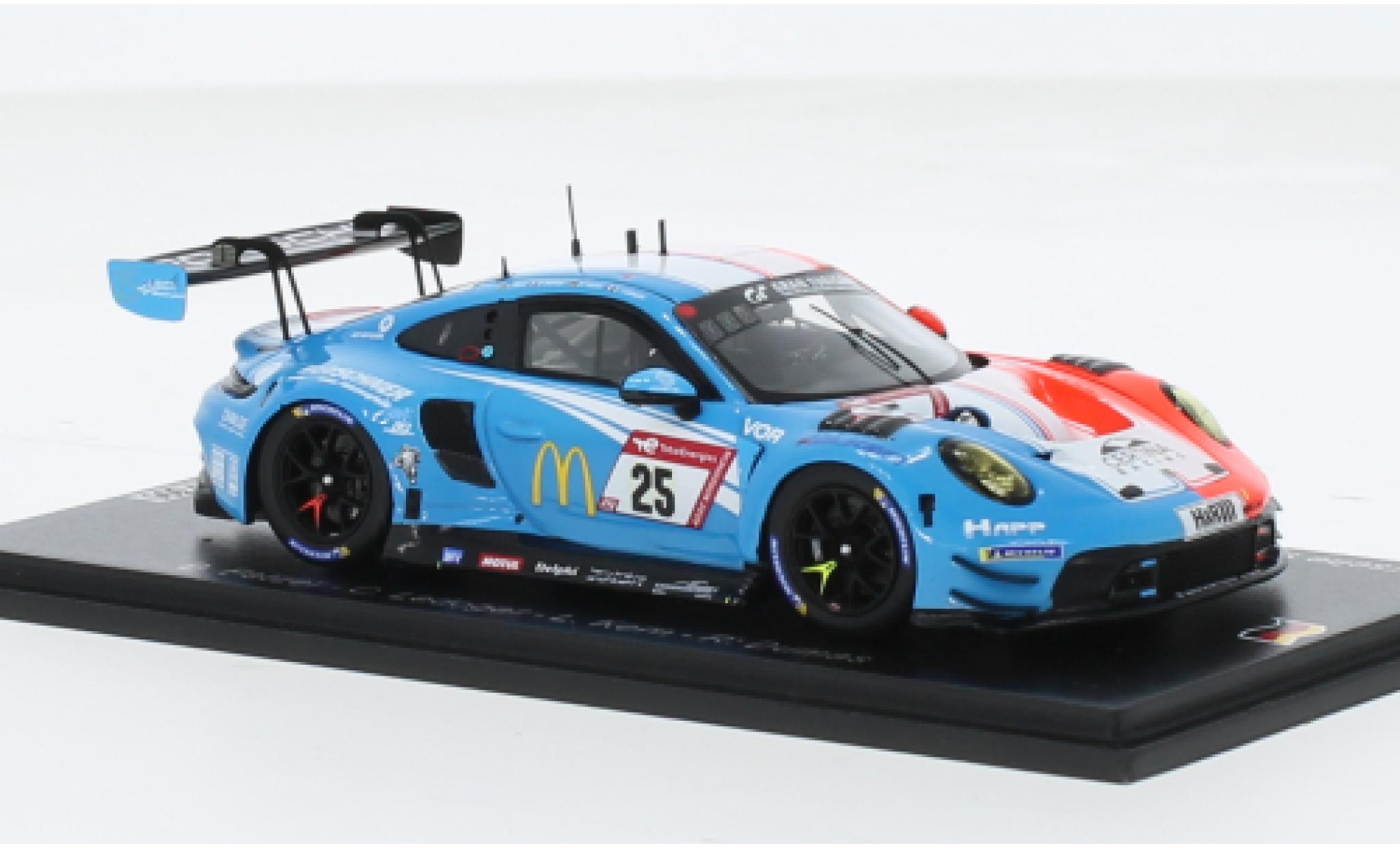 Porsche 992 GT3 1/43 Spark 911  No.25 Huber Motorsport 24h Nürburgring 2023 1:43 modellino in miniatura