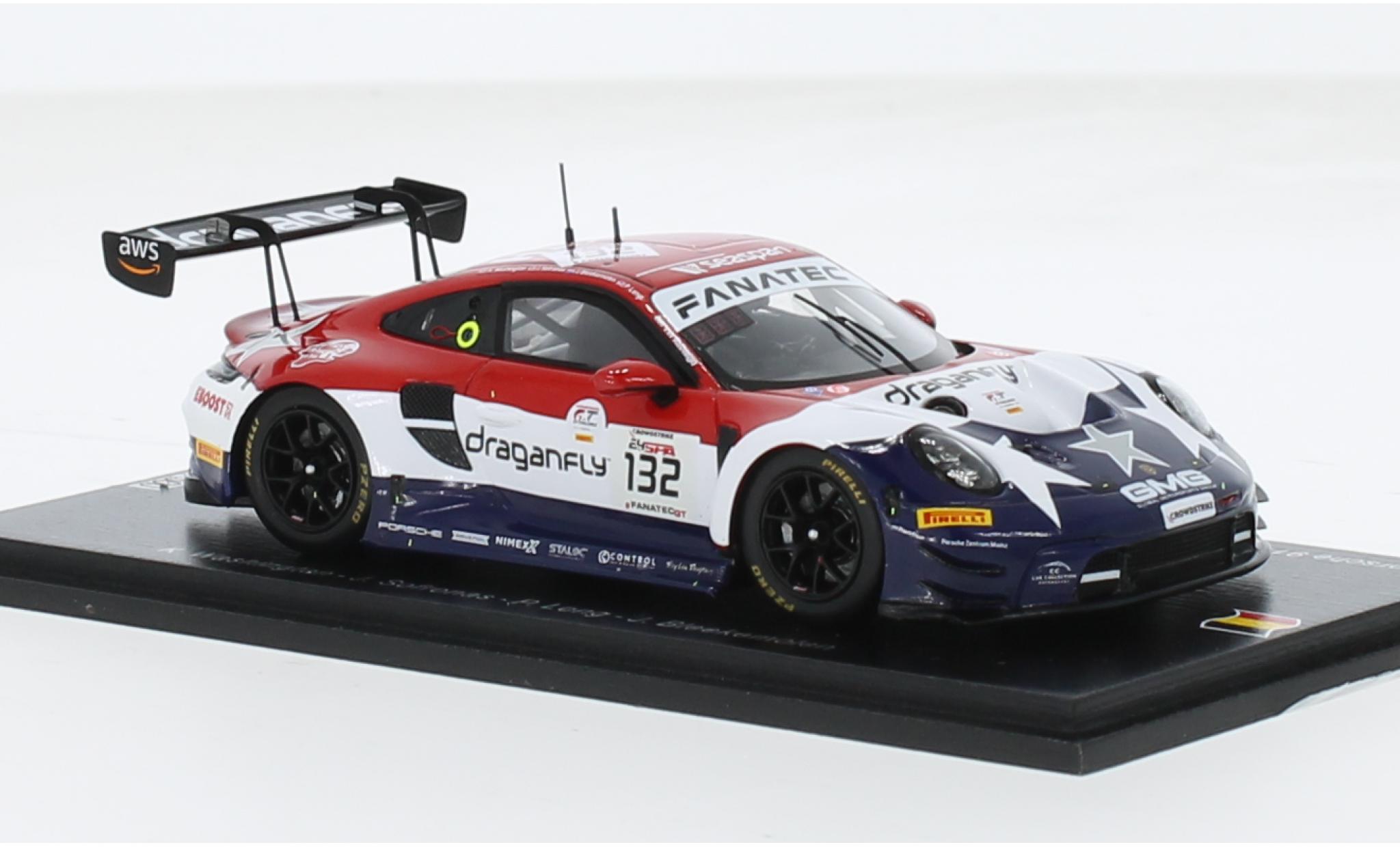 Porsche 992 GT3 R 1/43 Spark 911  No.132 GMG Racing by Car Collection Motorsport 24h Spa 2023 1:43 modellino in miniatura