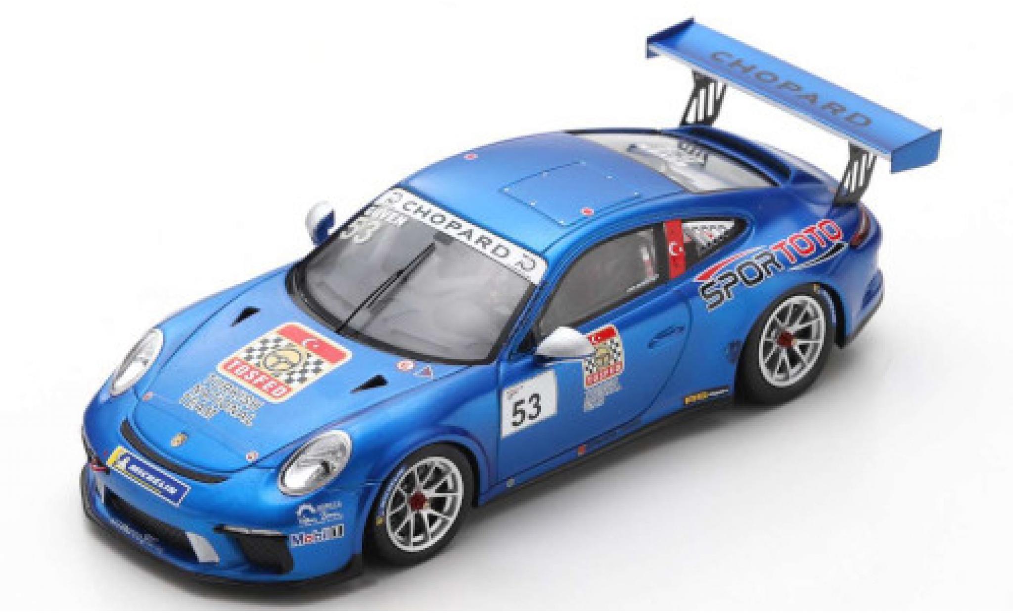Porsche 991 GT3 Cup 1/43 Spark 911 GT3 Cup () No.53 Turkish National Team Carrera Cup France 2018 A.Güven modellino in miniatura