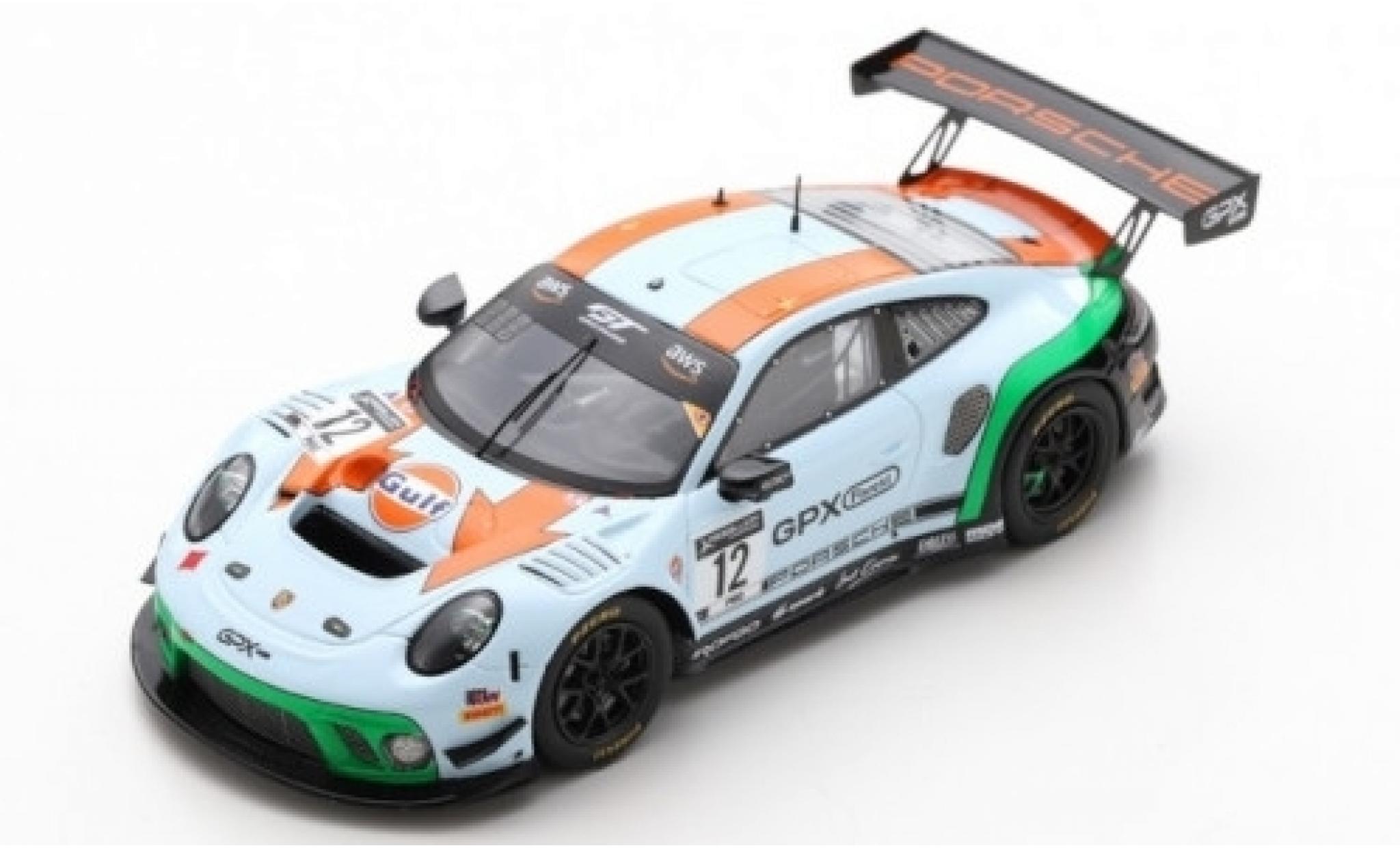 Porsche 992 GT3 R 1/43 Spark 911 GT3 R (991.2) No.12 GPX Racing Gulf 2019 The Diamond modellino in miniatura