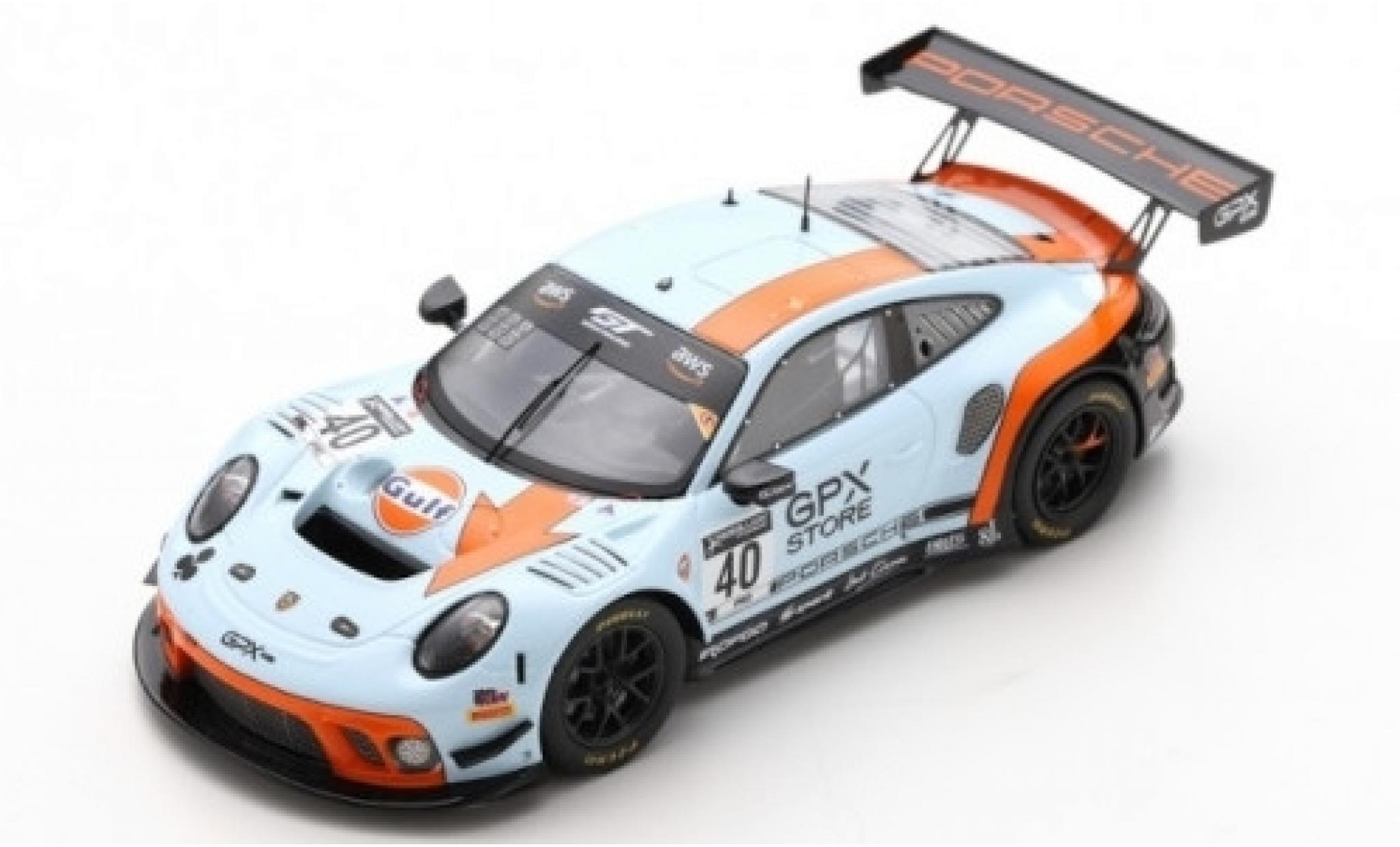 Porsche 992 GT3 R 1/43 Spark 911 GT3 R (991.2) No.40 GPX Racing Gulf 2019 The Club modellino in miniatura
