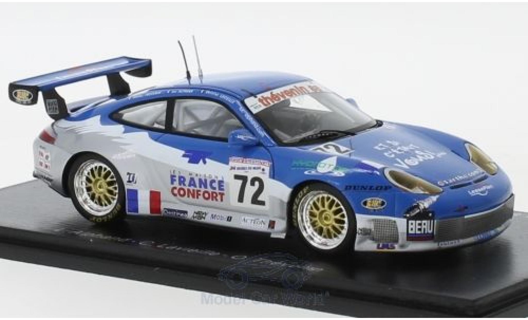 Porsche 996 GT3 RS 1/43 Spark 911 GT3 RS No.72 24h Le Mans 2002 L.Alphand/C.Lavieille/O.Thevenin modellino in miniatura