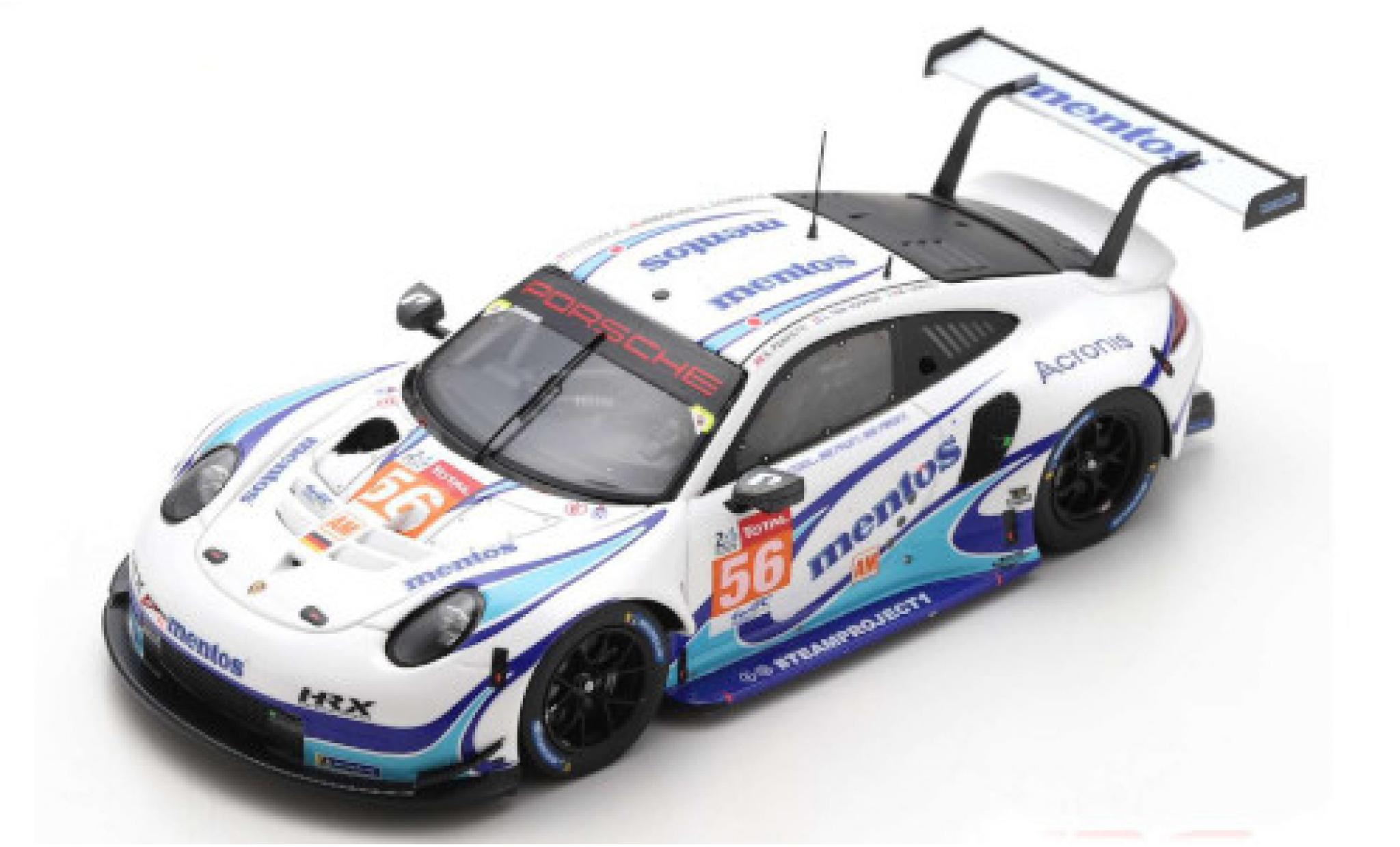 Porsche 992 RSR 1/43 Spark 911 RSR No.56 Team Project 1 Mentos 24h Le Mans 2020 M.Cairoli/E.Perfetti/L.ten Voorde modellino in miniatura