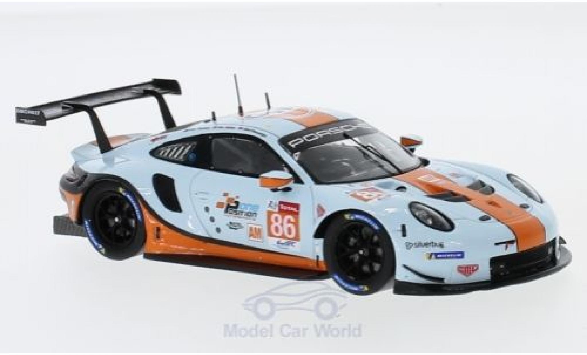 Porsche 991 RSR 1/43 Spark 911 RSR No.86 Gulf Racing Gulf 24h Le Mans 2018 M.Wainwright/B.Barker/A.Davison modellino in miniatura