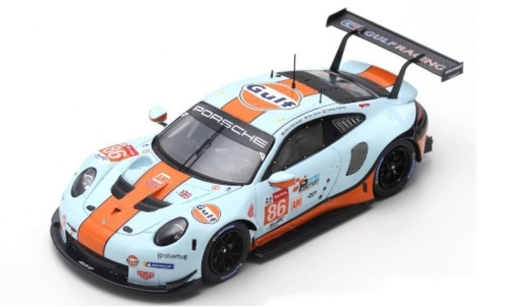 Porsche 992 RSR 1/87 Spark 911 RSR No.86 Gulf Racing Gulf 24h Le Mans 2019 M.Wainwright/B.Barker/T.Preining modellino in miniatura