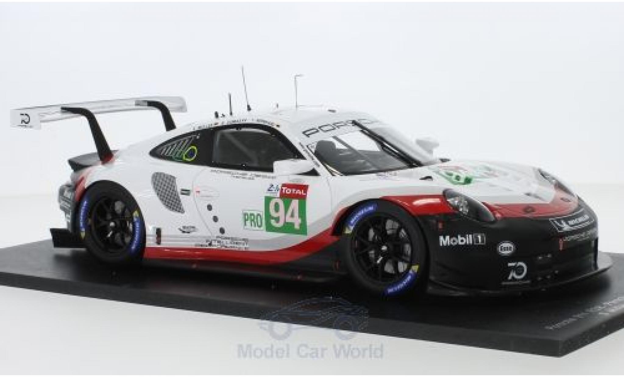 Porsche 991 RSR 1/18 Spark 911 RSR No.94 GT Team 24h Le Mans 2018 R.Dumas/T.Bernhard/S.Müller modellino in miniatura