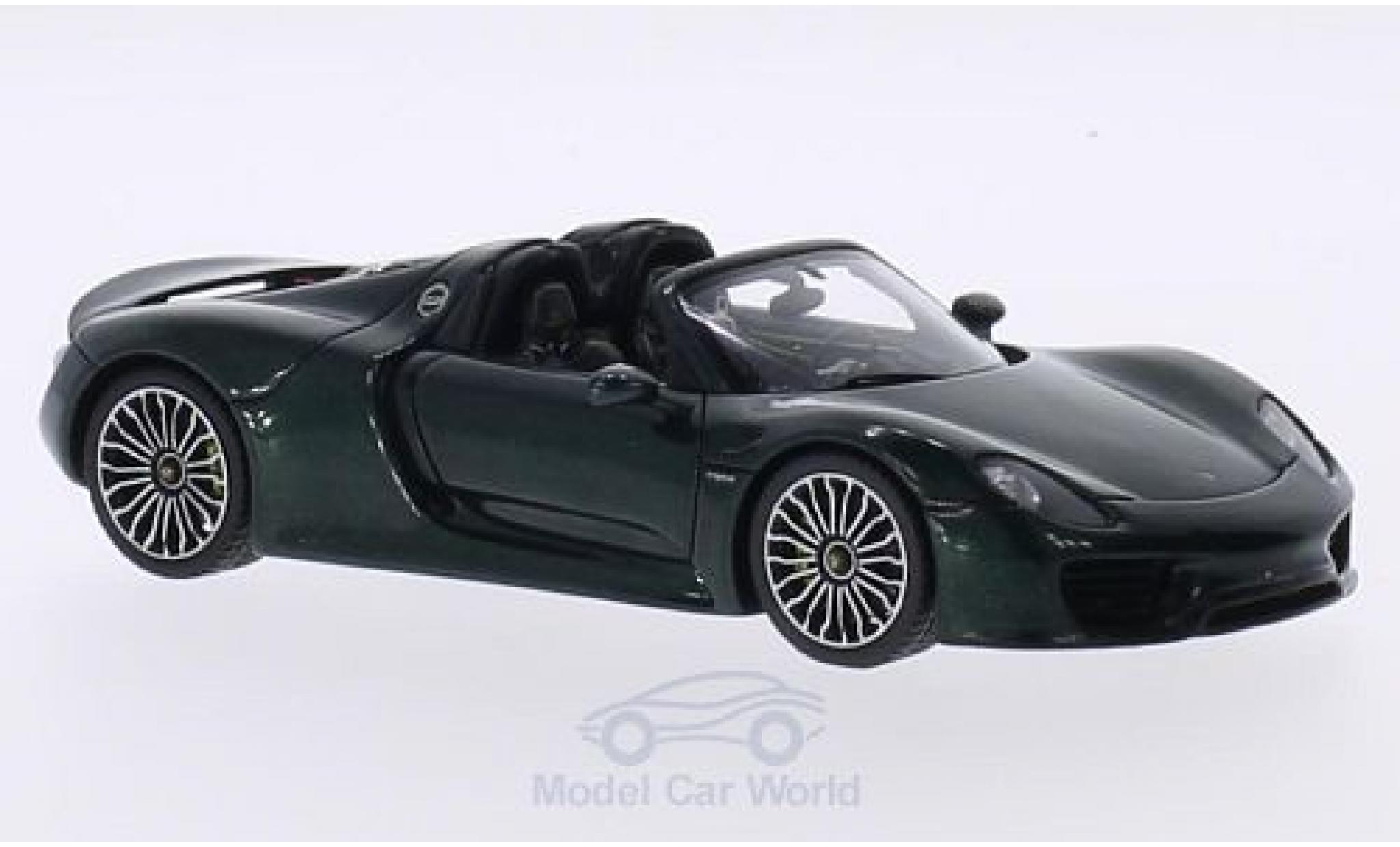 Porsche 918 1/43 Spark Spyder metallico verde 2014 Targadach geöffnet modellino in miniatura