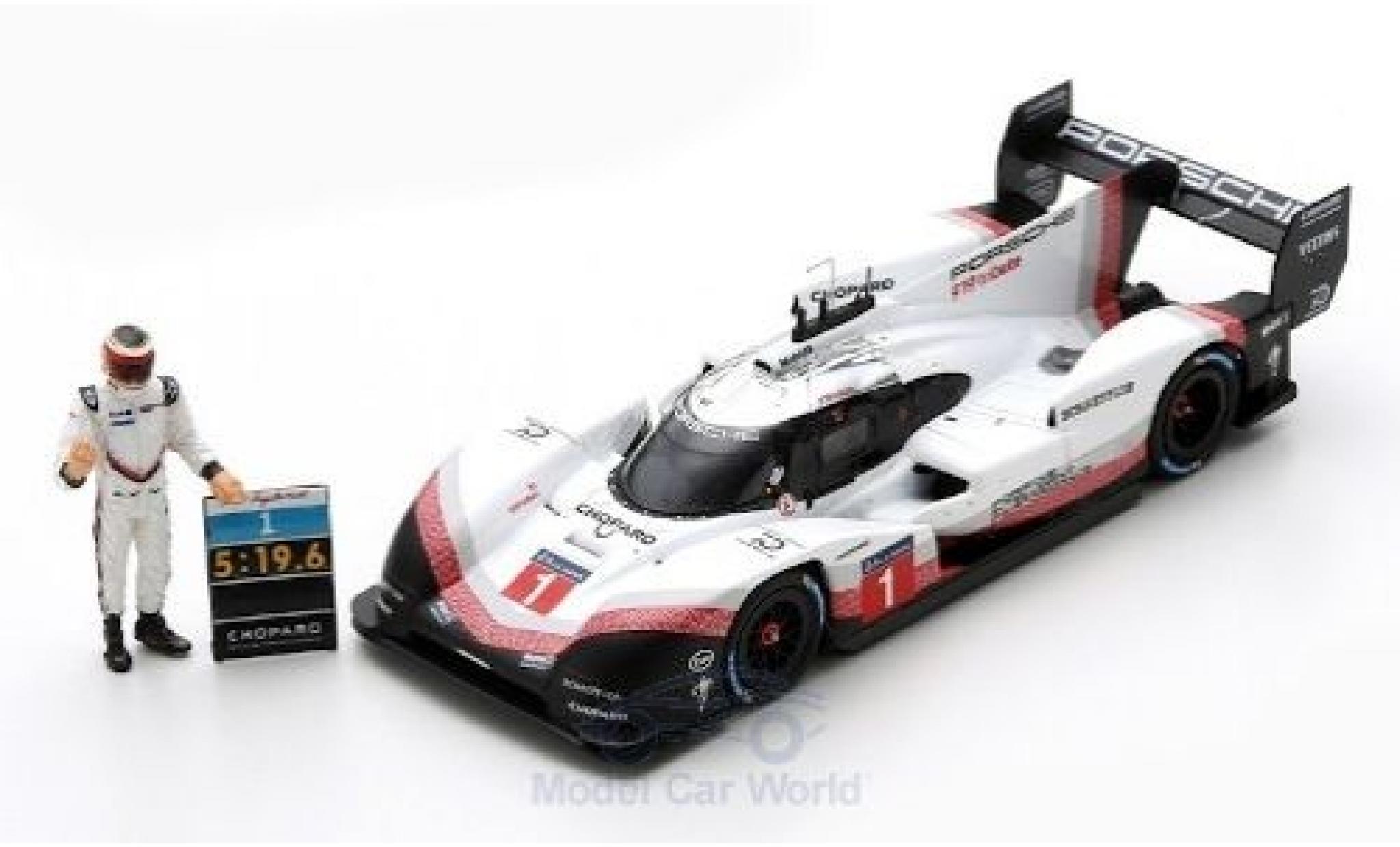 Porsche 919 1/43 Spark Hybrid EVO Tribute No.1 2018 inklusive Figur T.Bernhard modellino in miniatura