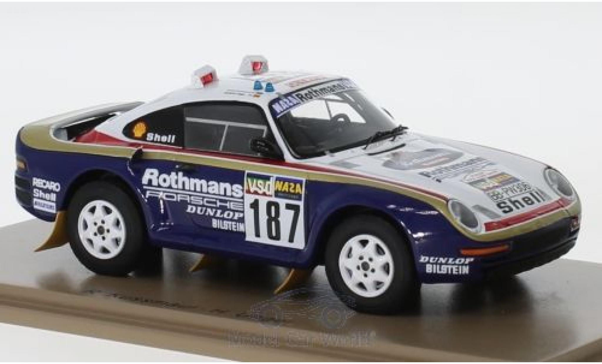 Porsche 959 1/43 Spark No.187 Rothmans Rallye Paris Dakar 1986 R.Kussmaul/H.Unger modellino in miniatura