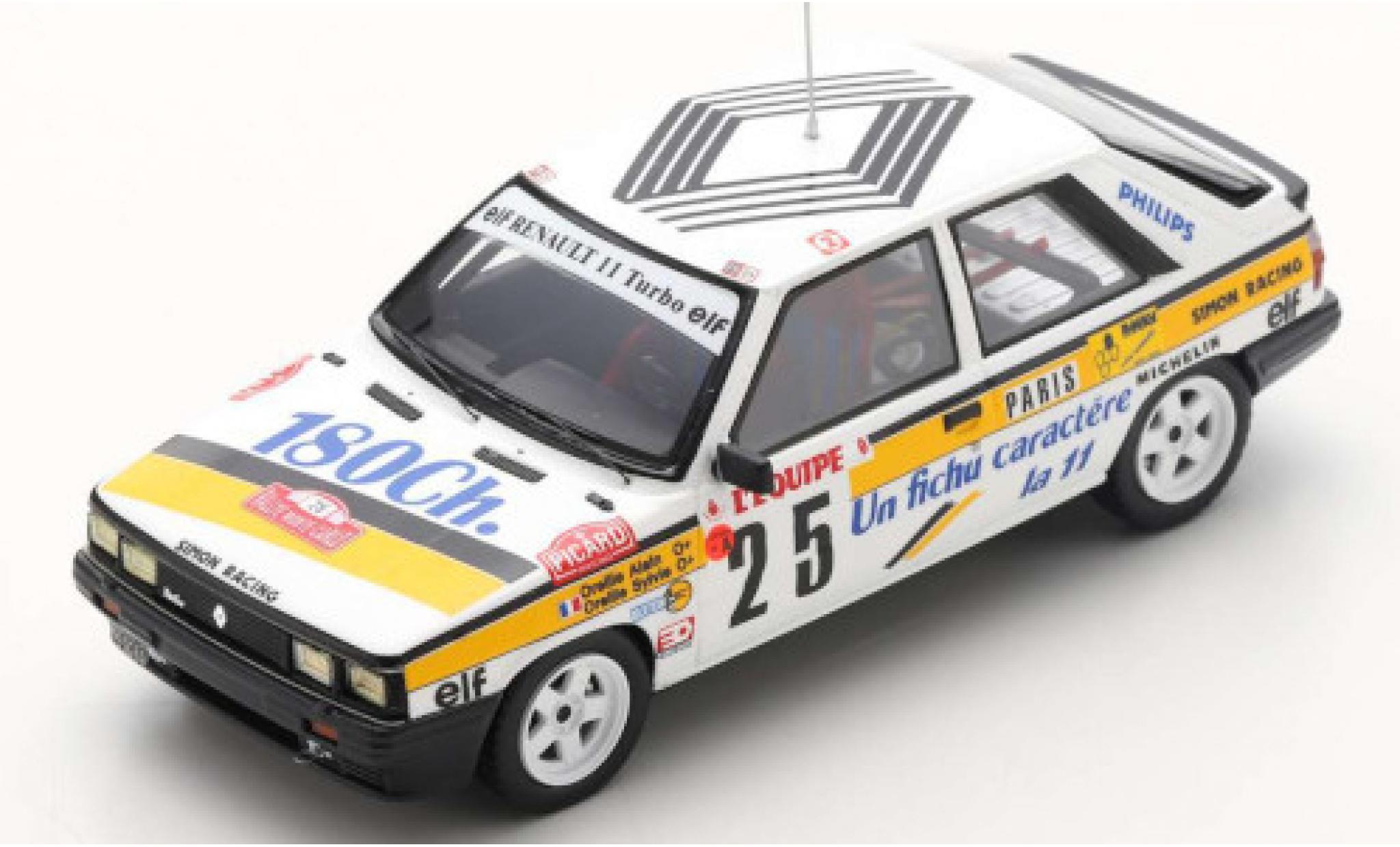 Renault 11 1/43 Spark Turbo No.25 Rallye WM Rallye Monte Carlo 1986 A.Oreille/S.Oreille modellino in miniatura