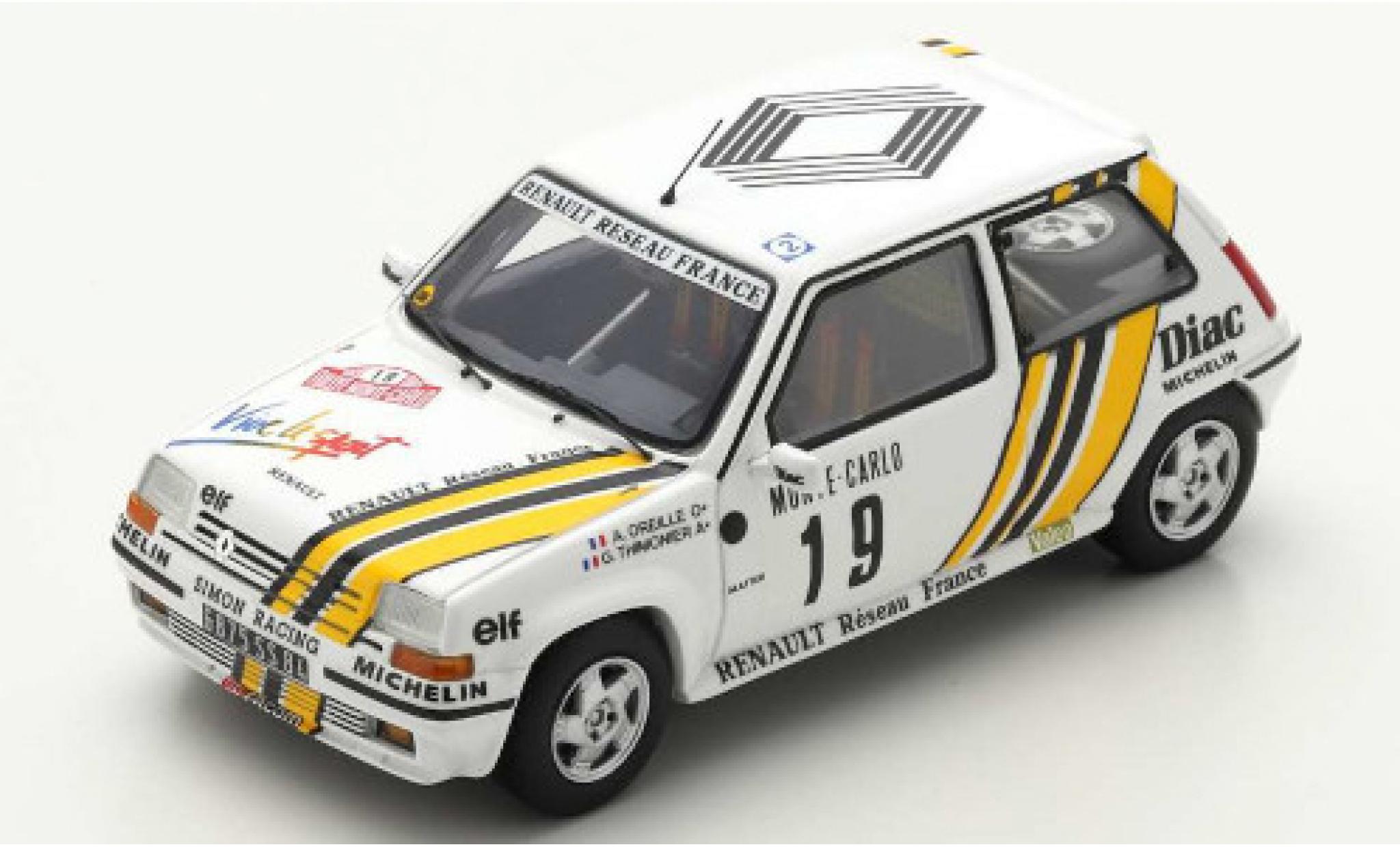Renault 5 1/43 Spark GT Turbo No.19 Simon Racing Reseau France Rally Monte Carlo 1989 A.Oreille/G.Thimonier modellino in miniatura