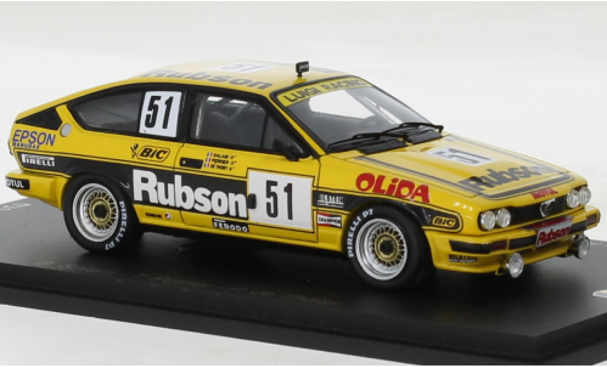 Alfa Romeo Alfetta 1/43 Spark GTV6 No.51 Luigi Racing 24h Spa 1984 modellino in miniatura