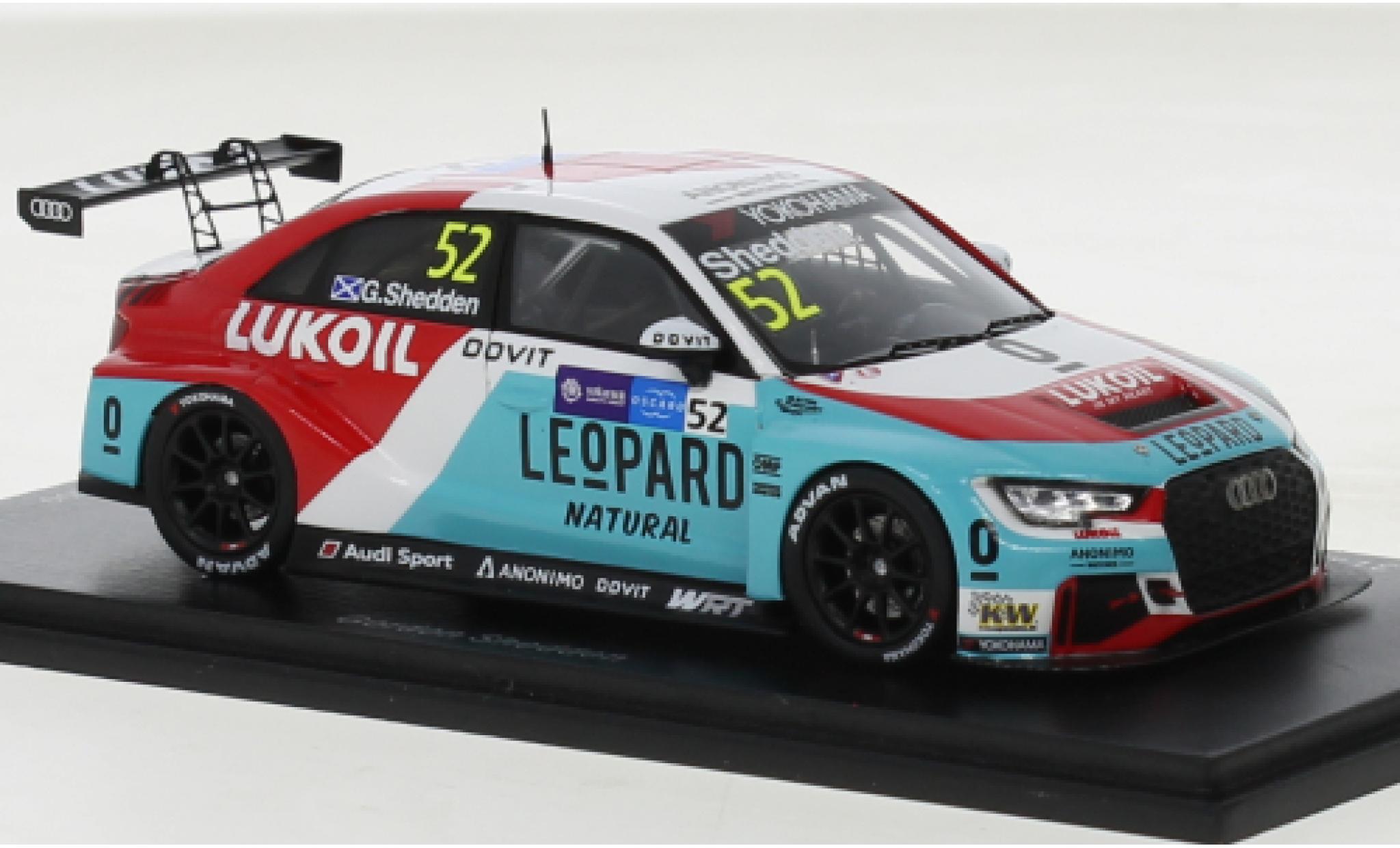 Audi RS3 1/43 Spark LMS TCR No.52 Sport Leopard Lukoil Team Lithuania WTCR Macau Guia Race 2018 modellino in miniatura