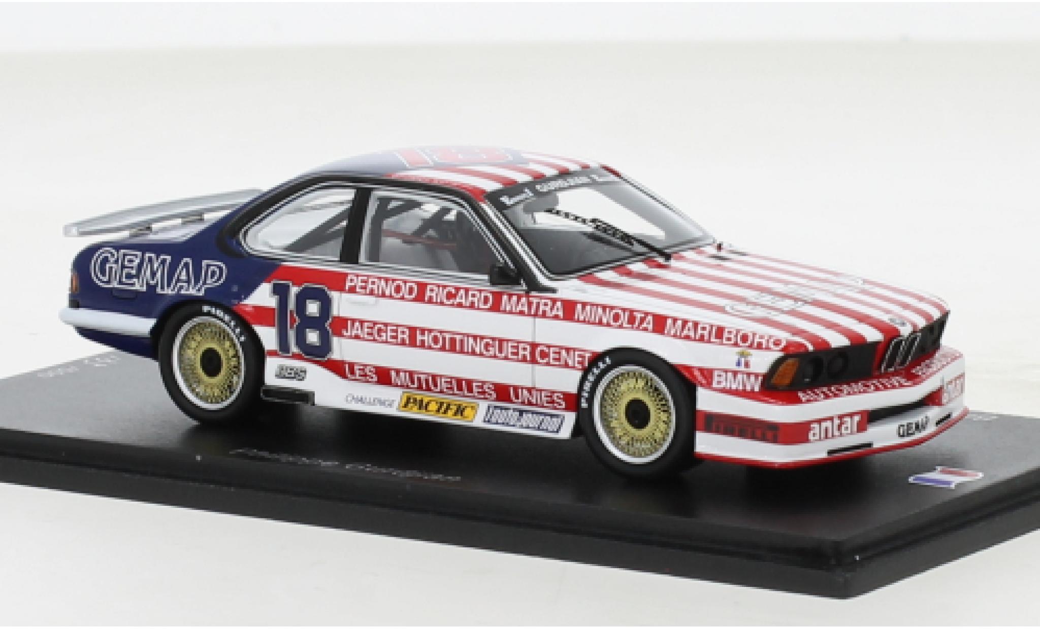 Bmw 635 1/43 Spark CSI No.18 Championnat de France Production 1985 modellino in miniatura