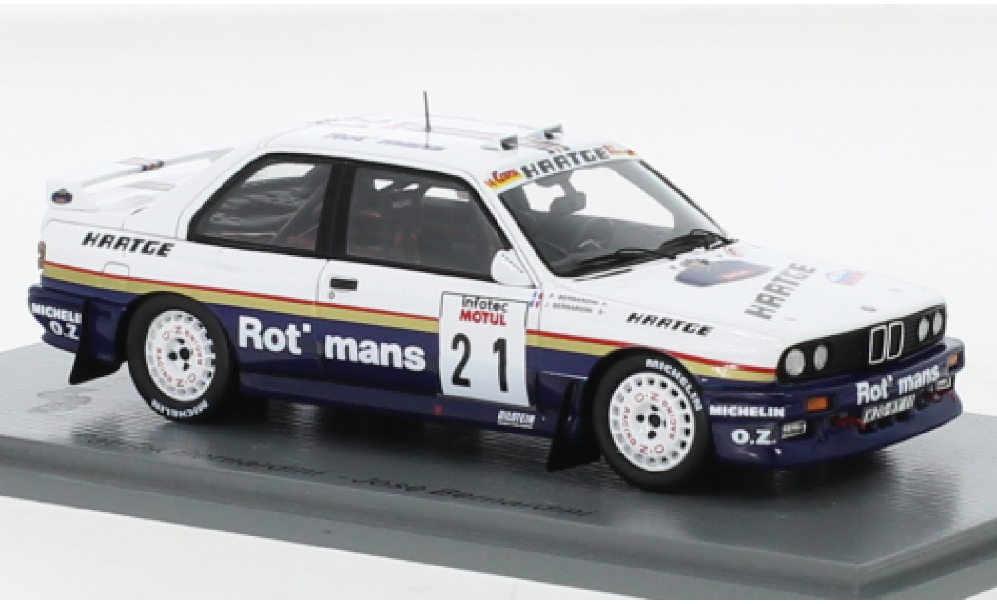 Bmw M3 1/43 Spark (E30) No.21 Rothmans Rallye WM Tour de Corse 1989 modellino in miniatura