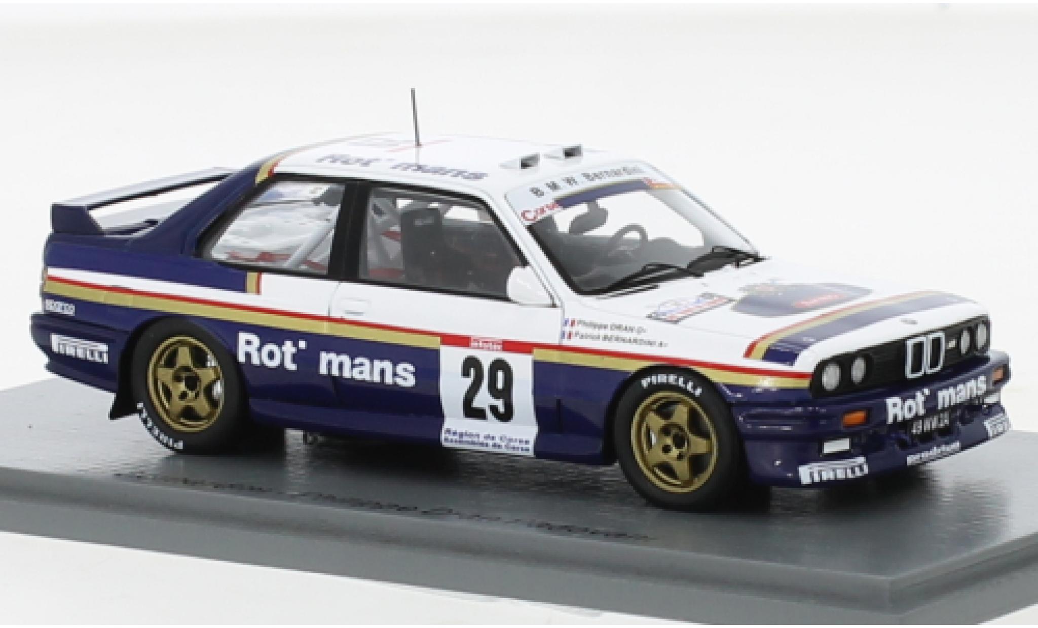 Bmw M3 1/43 Spark (E30) No.29 Rothmans Rallye WM Tour de Corse 1991 modellino in miniatura