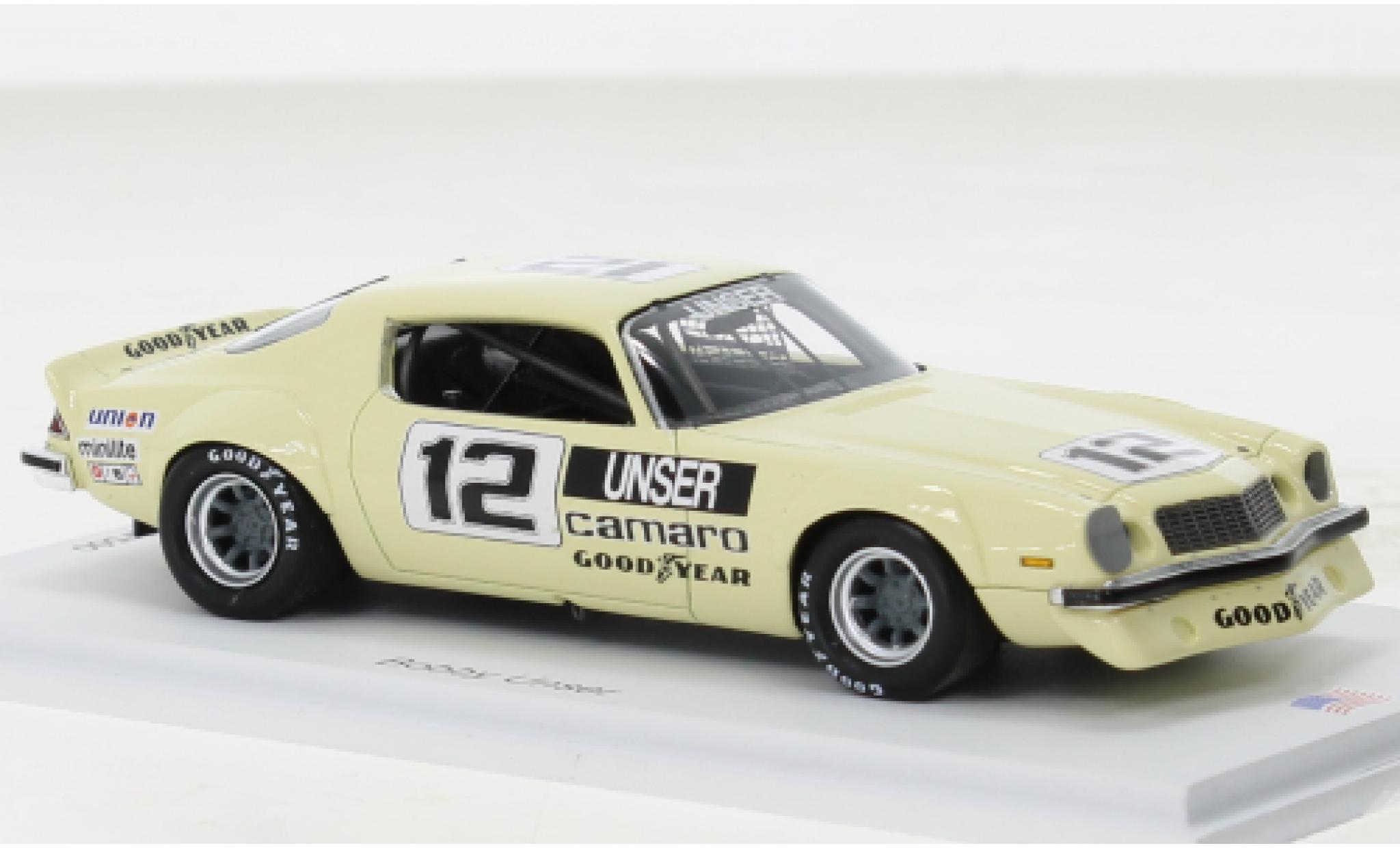 Chevrolet Camaro 1/43 Spark beige No.12 IROC Daytona 1975 modellino in miniatura