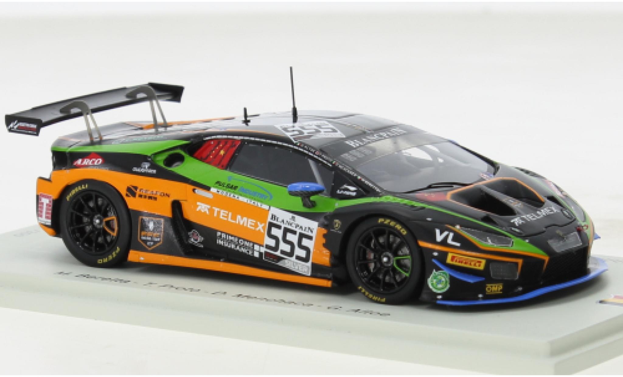 Lamborghini Huracan 1/43 Spark GT3 Evo No.555 Orange 1 FFF Racing Team 24h Spa 2019 modellino in miniatura