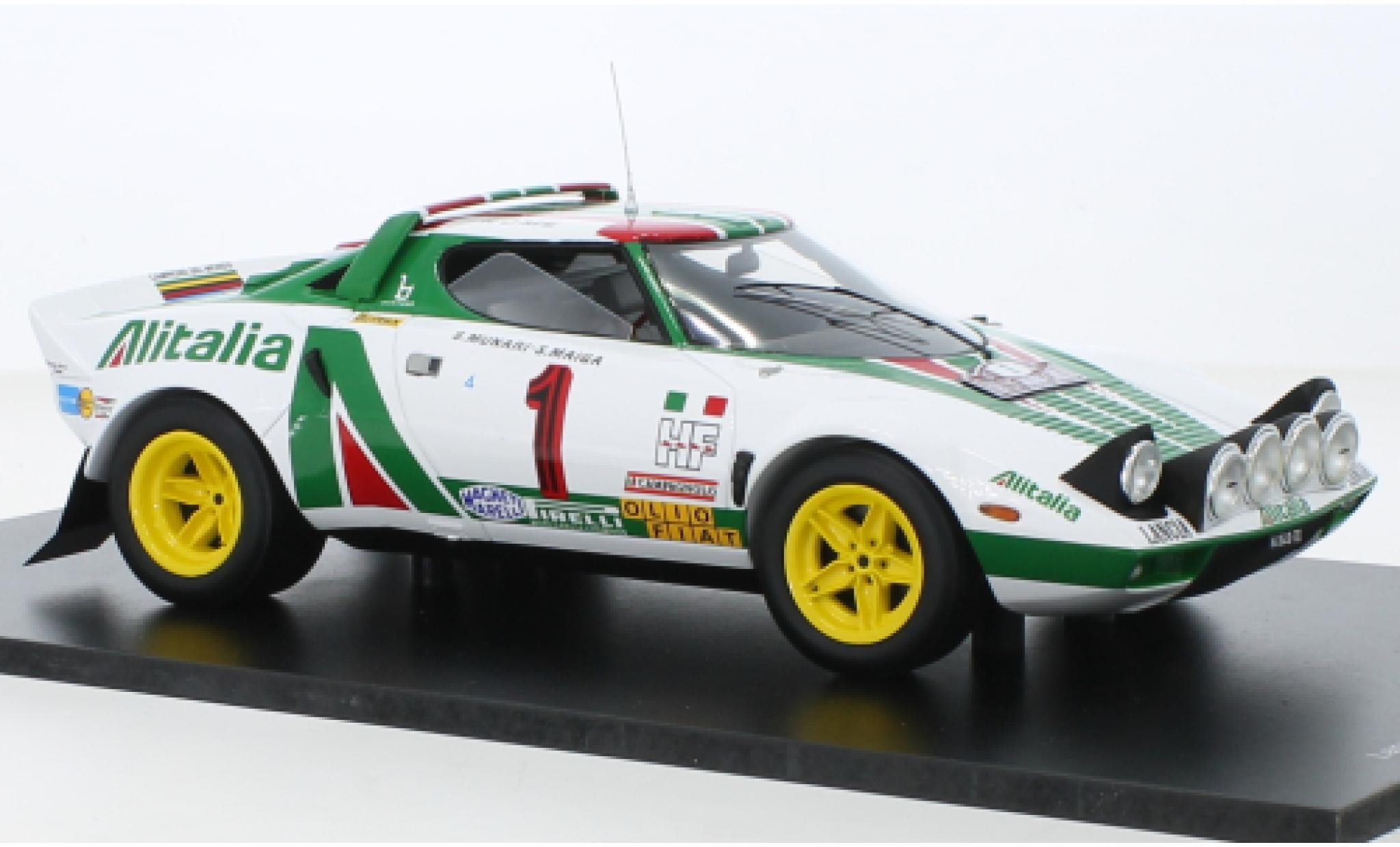 Lancia Stratos 1/18 Spark HF No.1 Alitalia Rallye WM Rallye Monte Carlo 1977 modellino in miniatura
