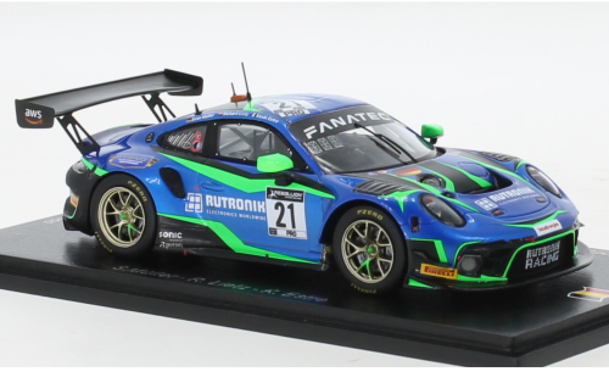 Porsche 991 GT3 R 1/43 Spark 911  No.21 Rutronik Racing 24h Spa 2021 modellino in miniatura