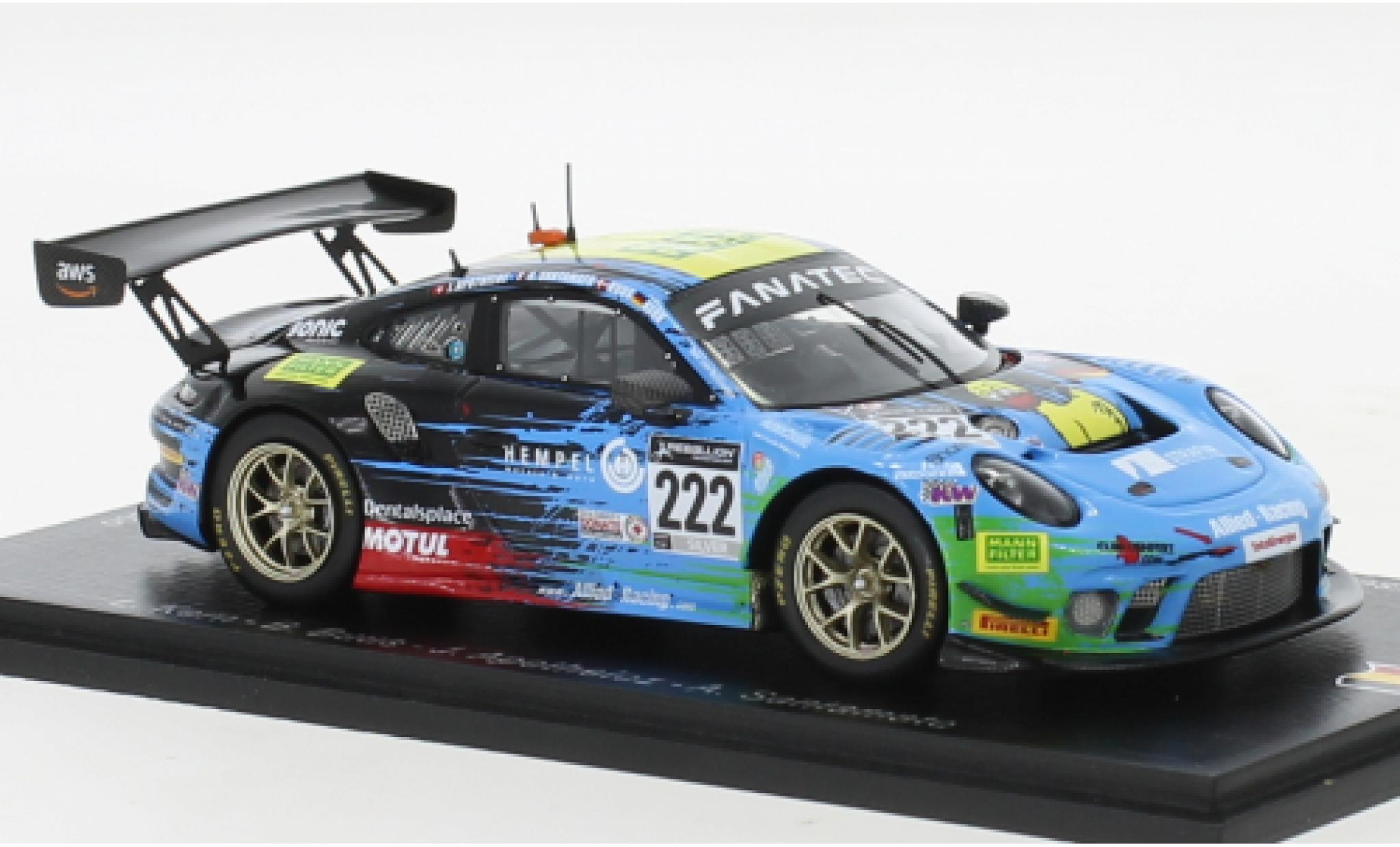 Porsche 991 GT3 R 1/43 Spark 911  No.222 Team Allied Racing 24h Spa 2021 modellino in miniatura