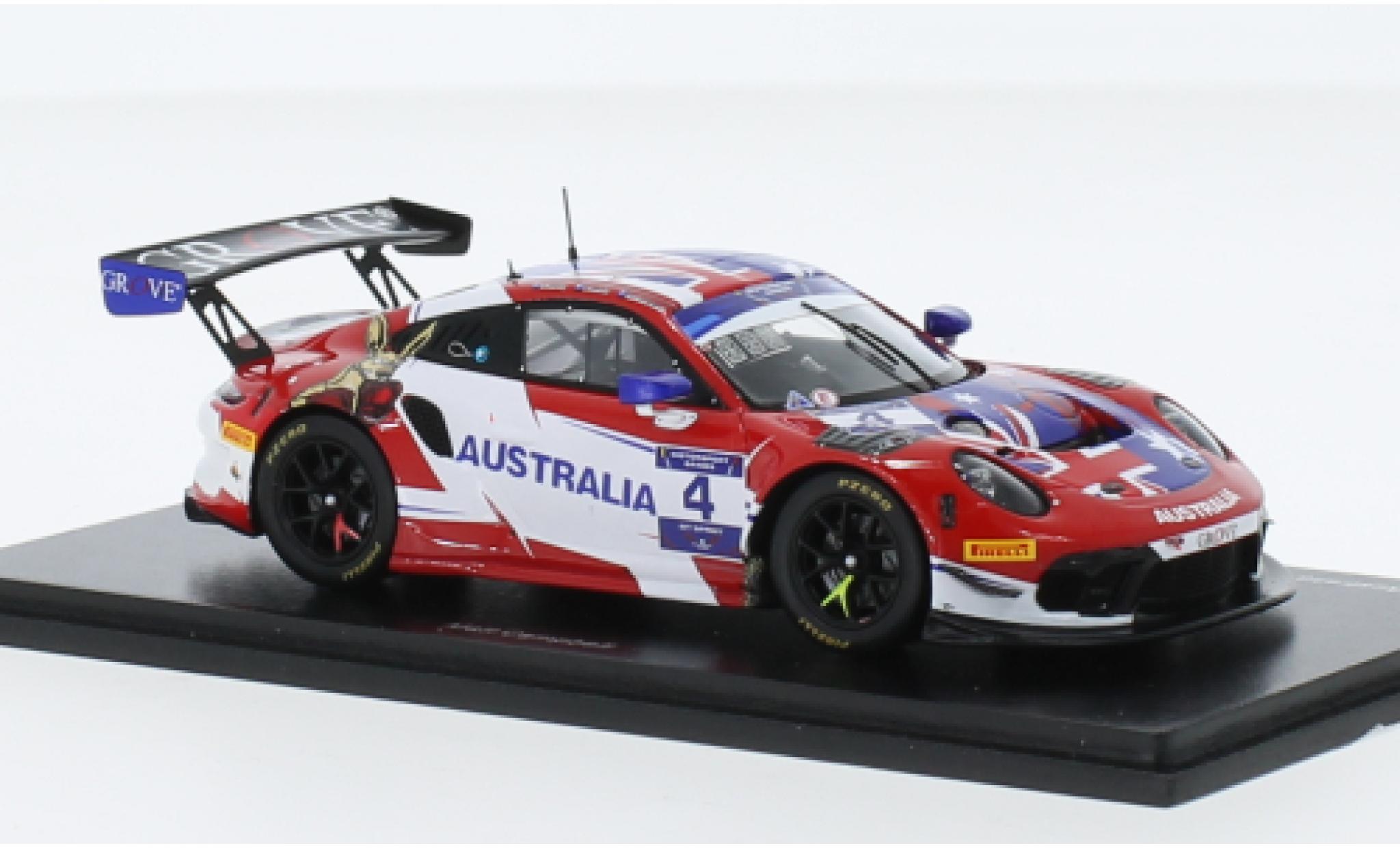 Porsche 911 1/43 Spark GT3 R No.4 Team Australia FIA Motorsport Games GT Sprint Cup Paul Ricard 2022 modellino in miniatura