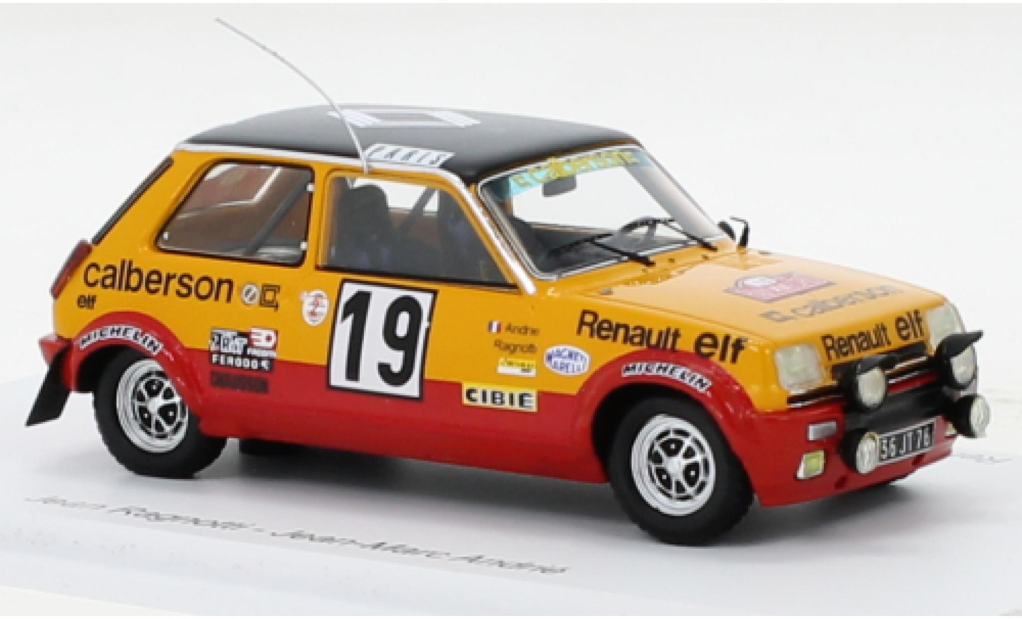 Renault 5 1/43 Spark Alpine Gr.2 No.19 Calberson Rallye WM Rallye Monte Carlo 1978 modellino in miniatura