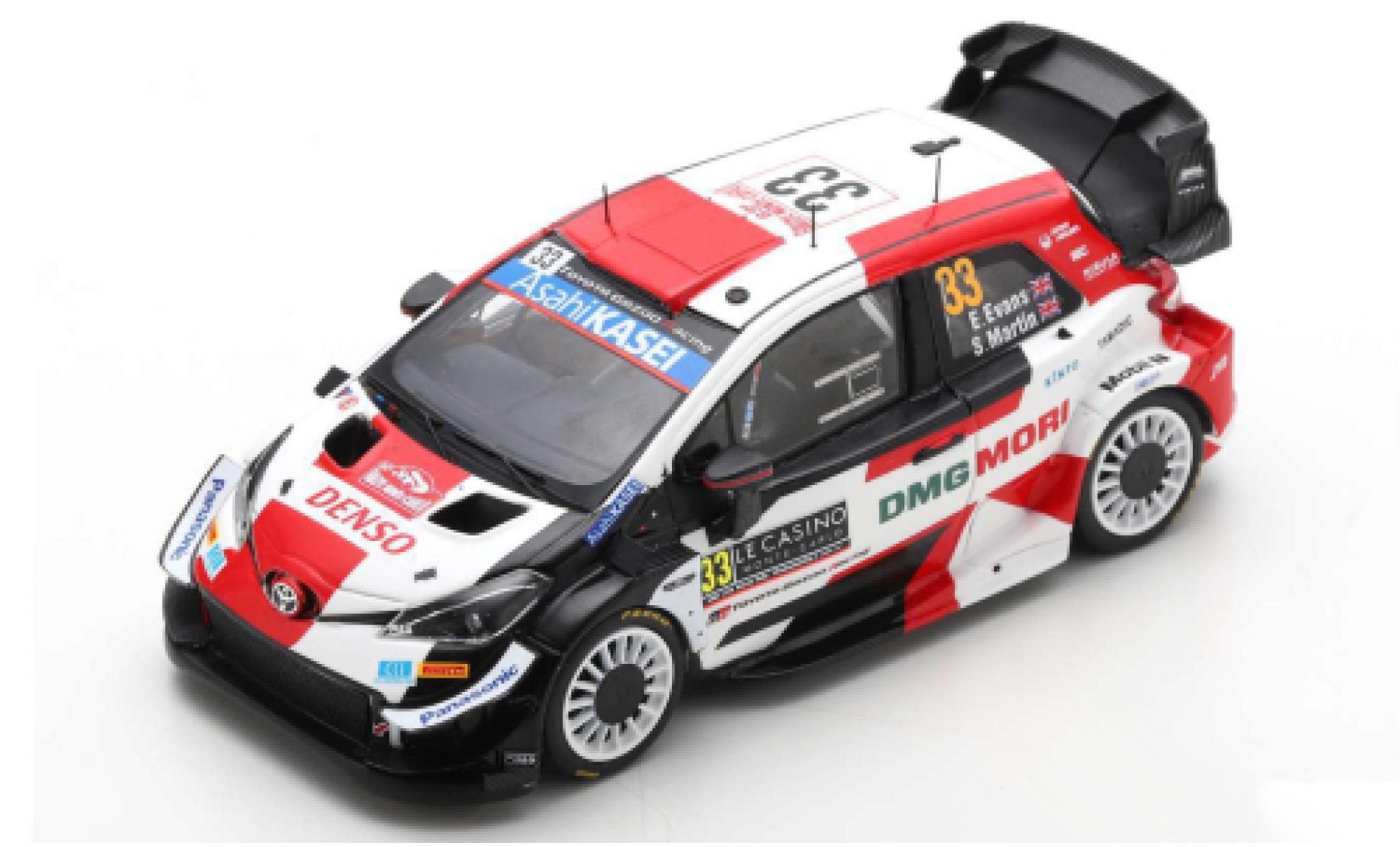 Toyota Yaris 1/43 Spark WRC No.33 Gazoo Racing Rallye WM Rallye Monte Carlo 2021 E.Evans/S.Martin modellino in miniatura
