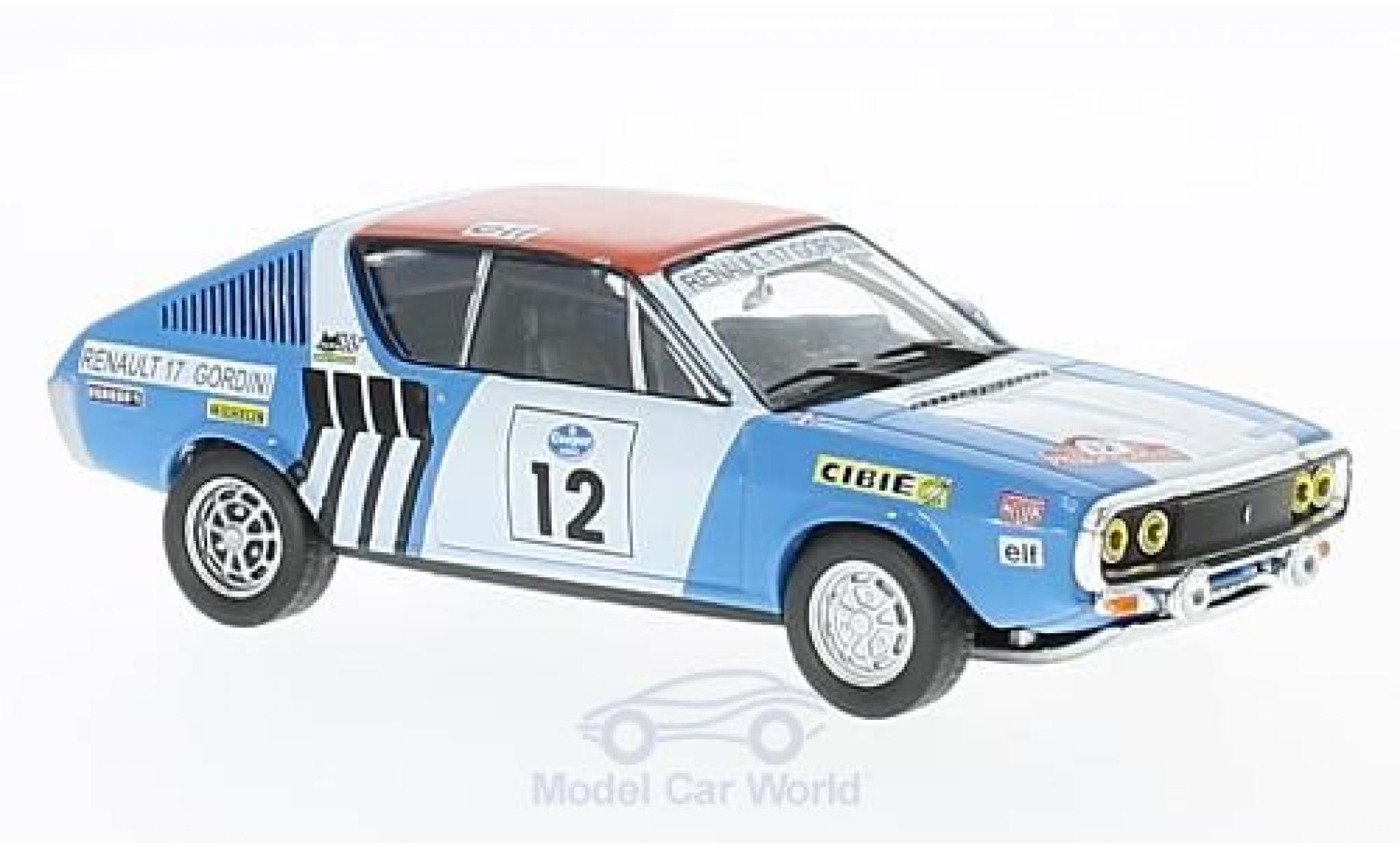 Renault 17 1/43 SpecialC Gordini No.12 Rallye Press on Regardless 1974 J-L.Therier/C.Delferrier ohne Vitrine modellino in miniatura