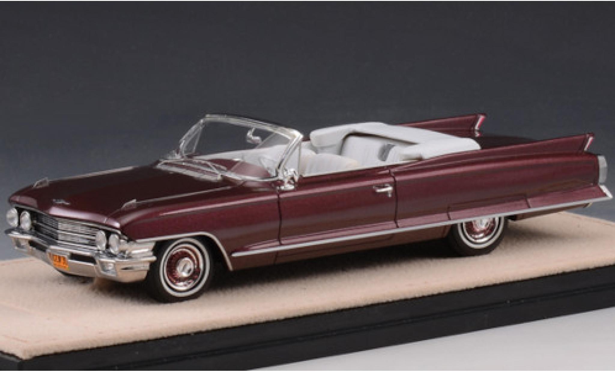 Cadillac Series 62 1/43 Stamp Models Convertibile metallico rosso 1962 modellino in miniatura