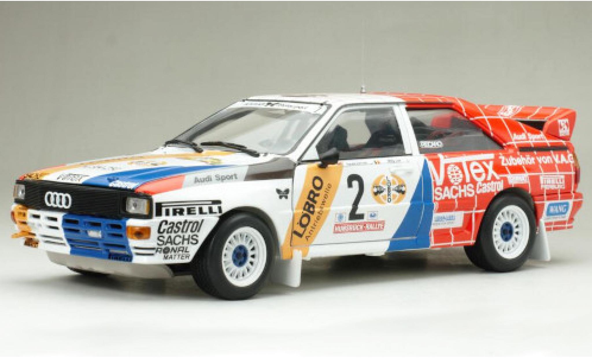 Audi Quattro 1/18 Sun Star quattro A1 No.2 Votex Rallye DM Rally Hunsrück 1984 H.Demuth/W.Lux modellino in miniatura