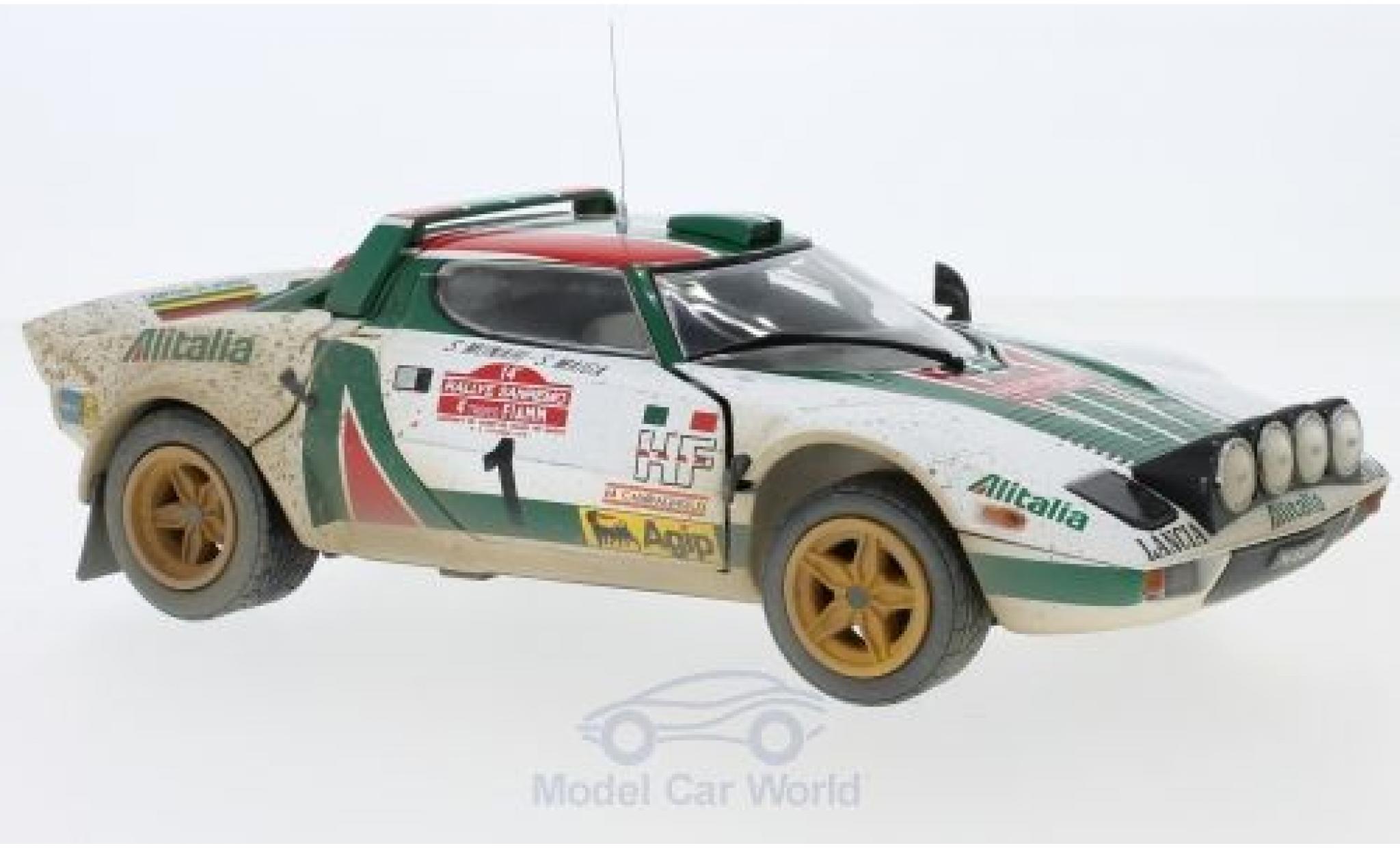 Lancia Stratos 1/18 Sun Star HF No.1 Alitalia Rallye WM Rallye Sanremo 1976 Muddy Version S.Munari/S.Maiga modellino in miniatura