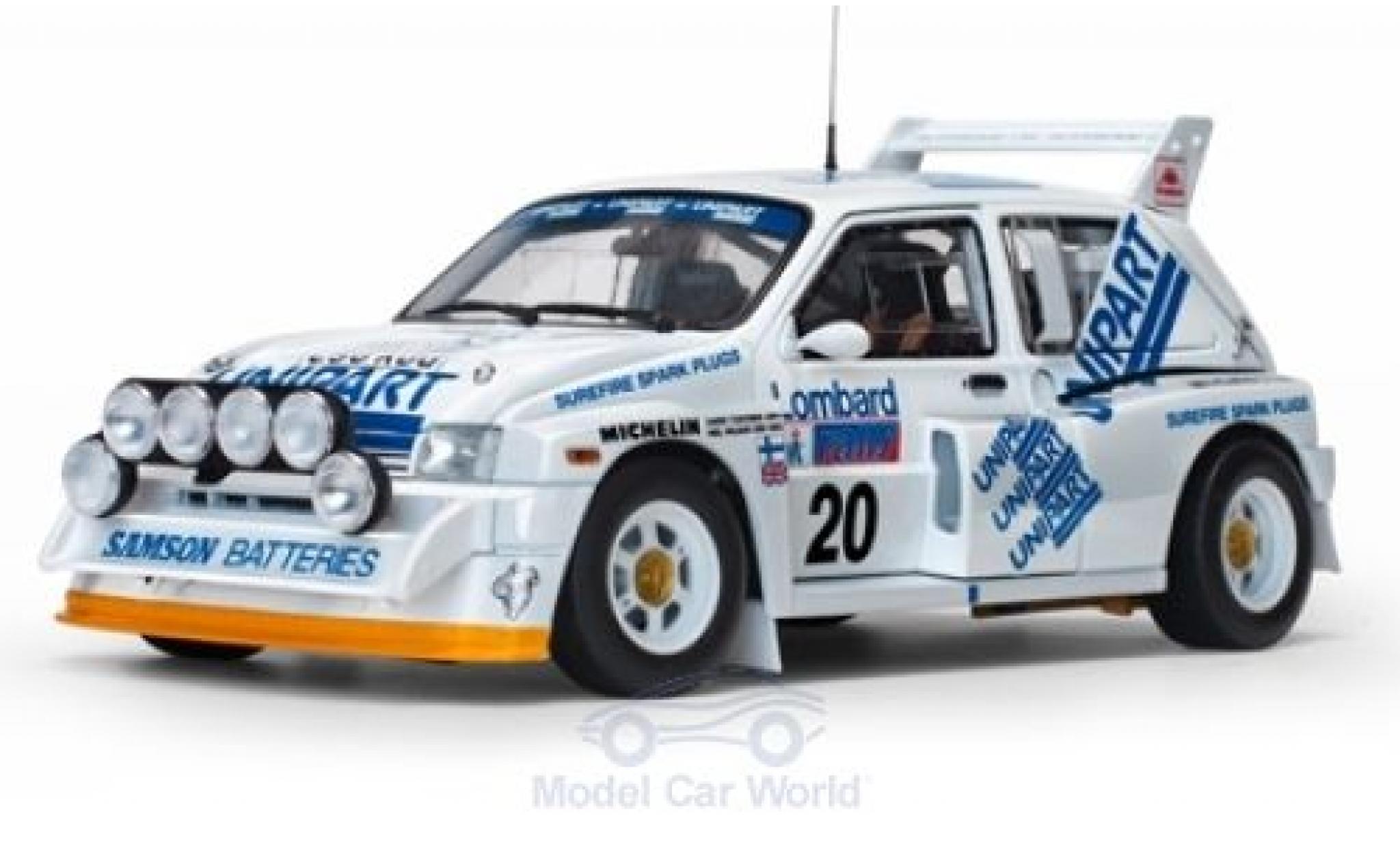 MG Metro 1/18 Sun Star 6R4 No.20 Unipart Rallye WM RAC Rallye 1986 H.Toivonen/N.Wilson modellino in miniatura