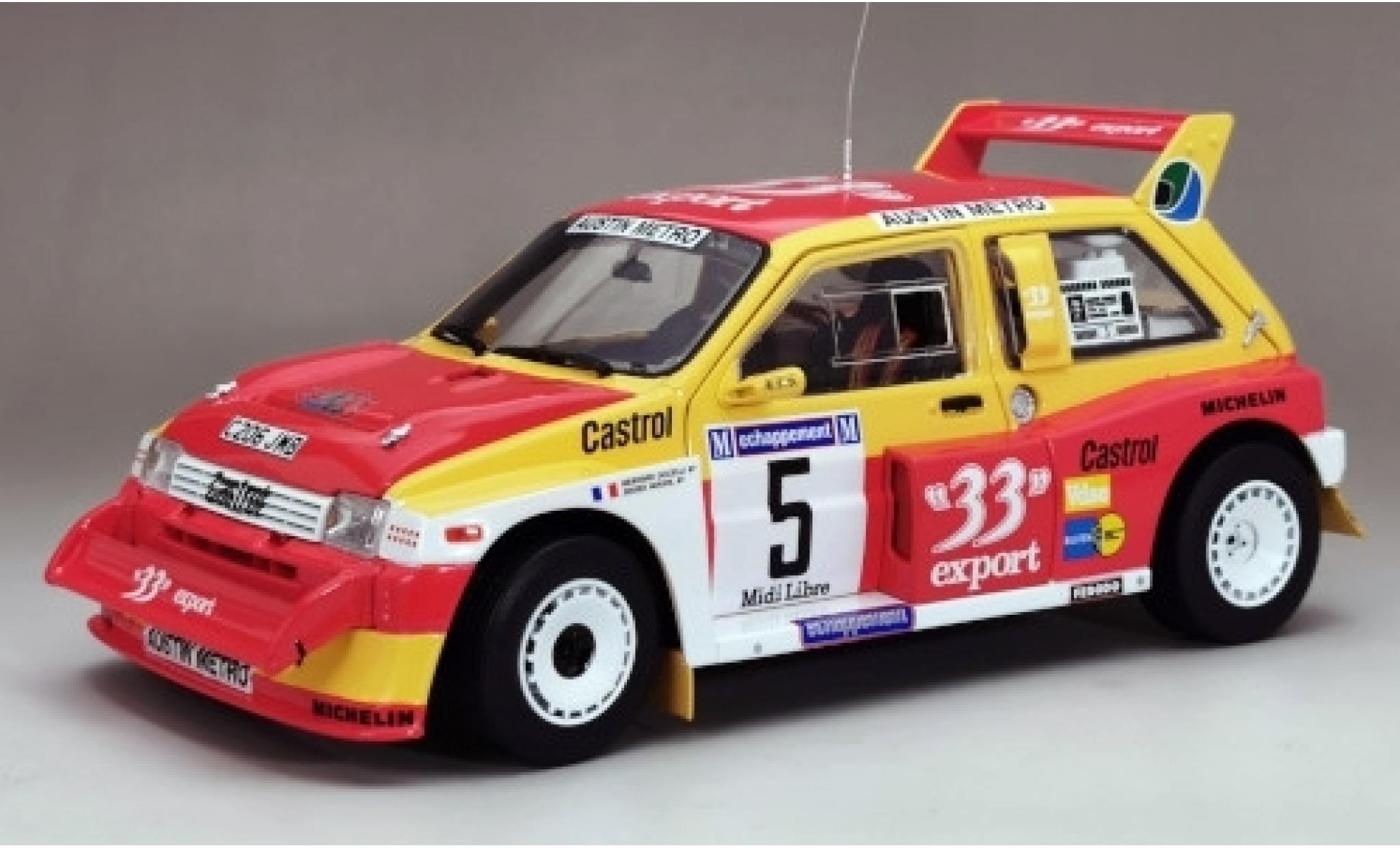 MG Metro 1/18 Sun Star 6R4 No.5 33 Export Criterium des Cevennes 1986 D.Auriol/B.Occelli modellino in miniatura