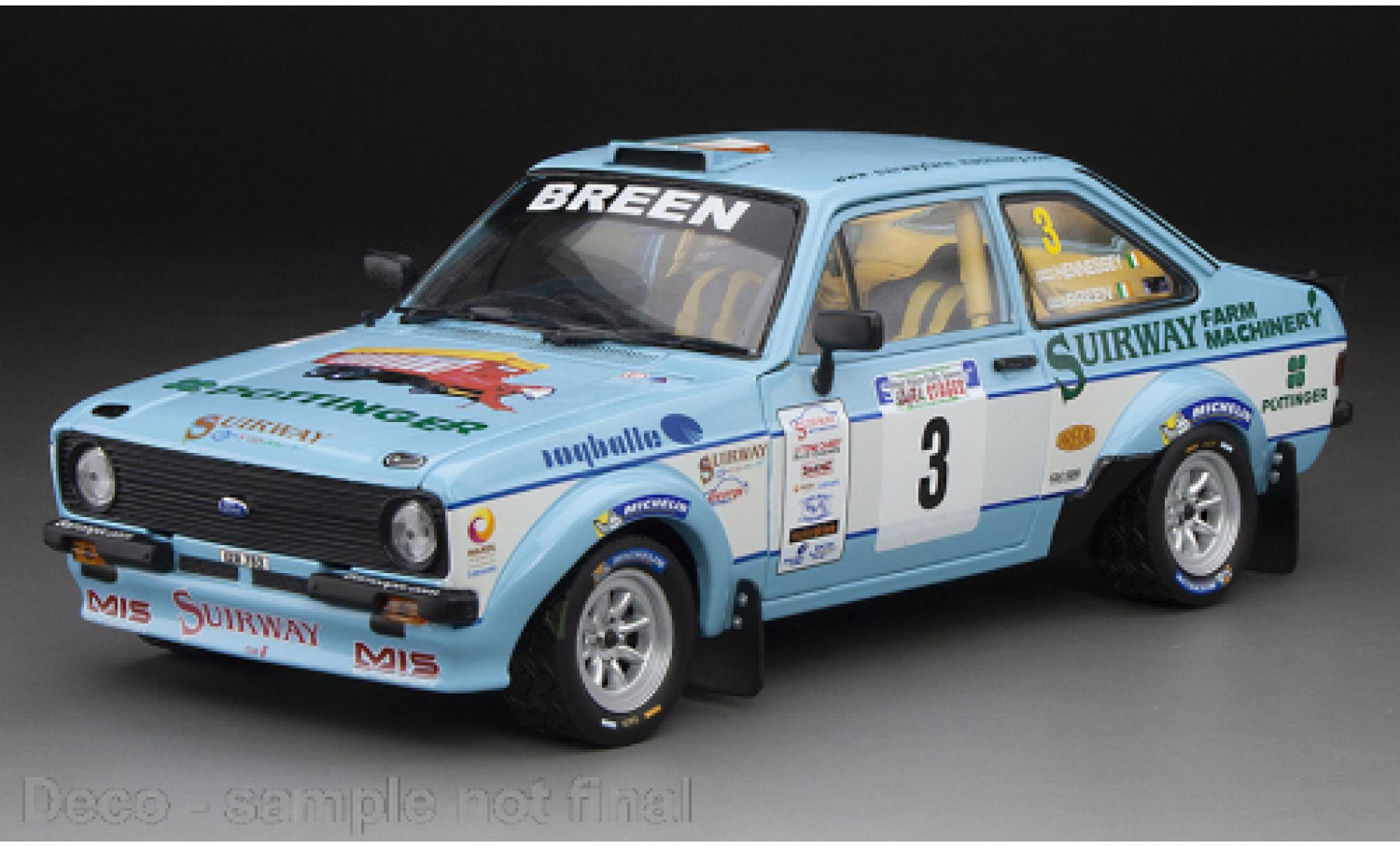 Ford Escort 1/18 Sun Star Mk II RS 1800 RHD No.3 West Wales Rally 2015 modellino in miniatura