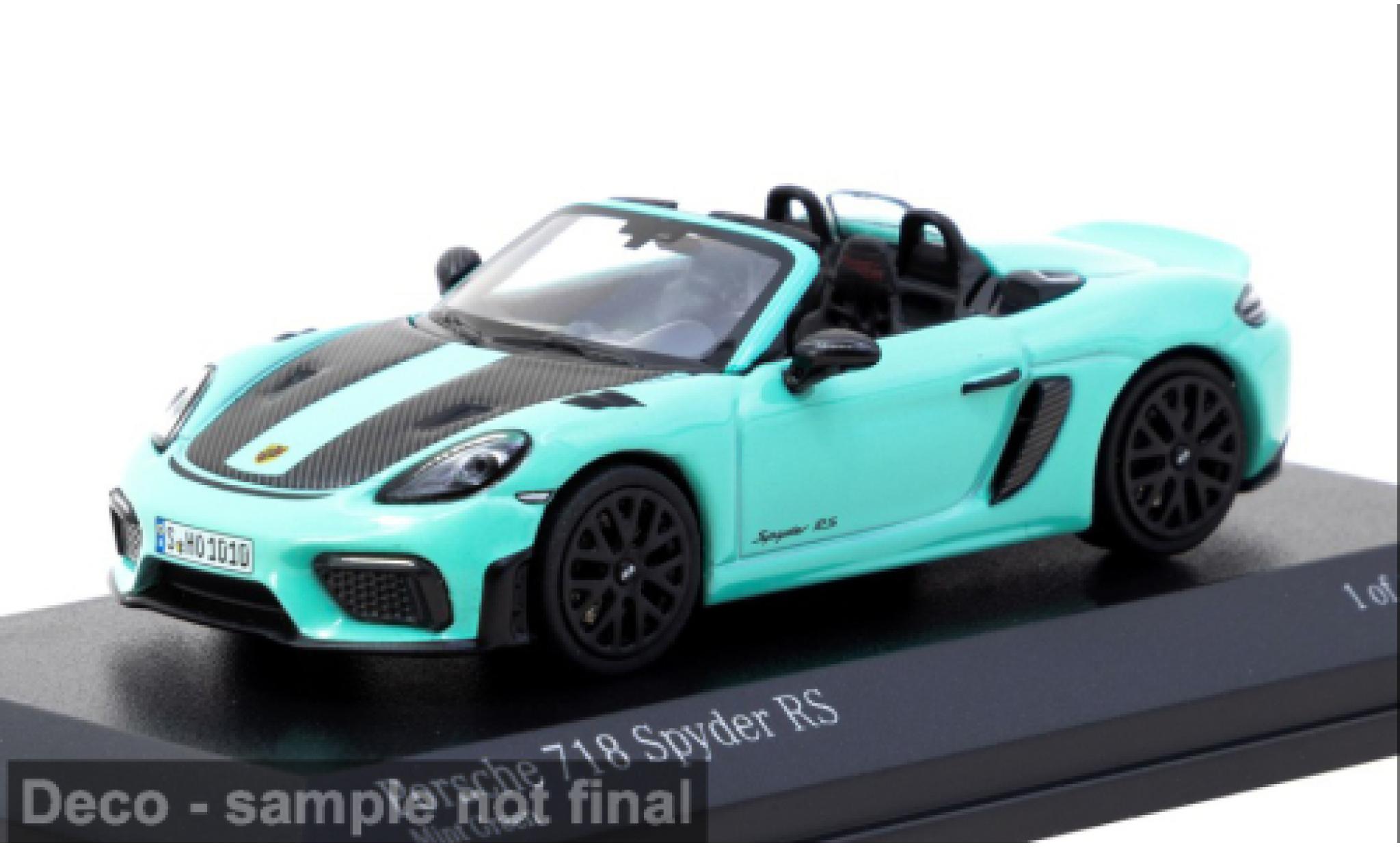 Porsche 718 1/64 Tarmac Works Spyder RS türkis/schwarz 1:64 modellino in miniatura