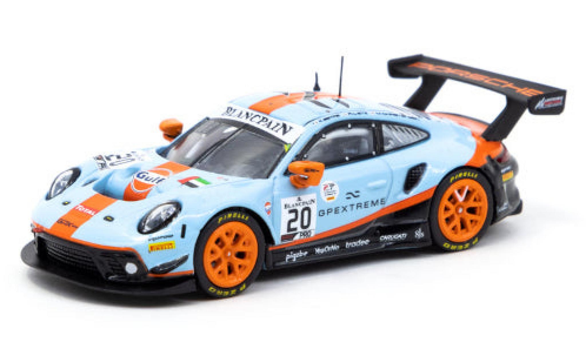 Porsche 992 GT3 R 1/64 Tarmac Works 911 (997) GT3 R No.20 Gulf 24h Spa 2019 R.Lietz/M.Christensen/K.Estre modellino in miniatura