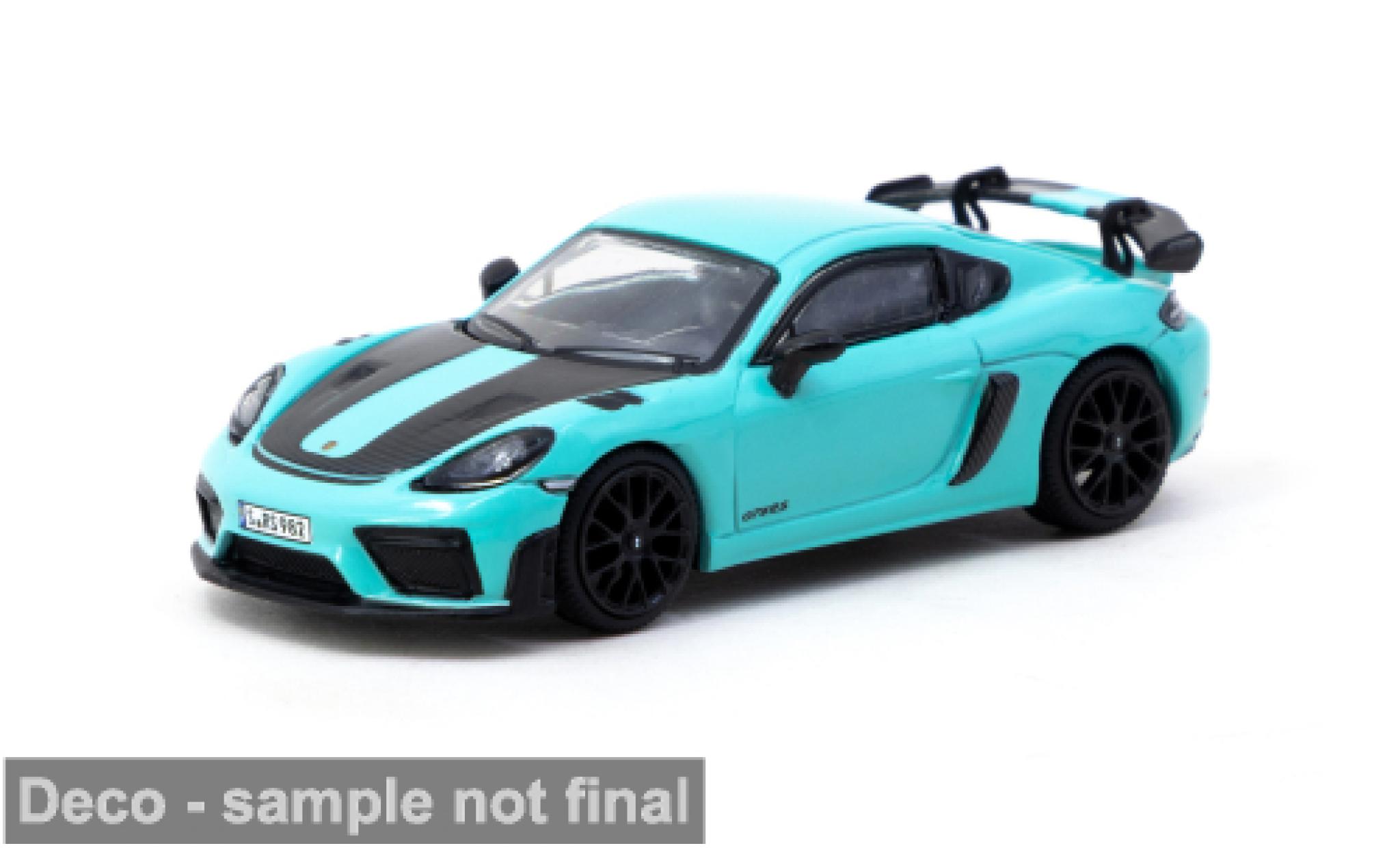 Porsche Cayman GT4 1/64 Tarmac Works RS türkis/schwarz 1:64 modellino in miniatura